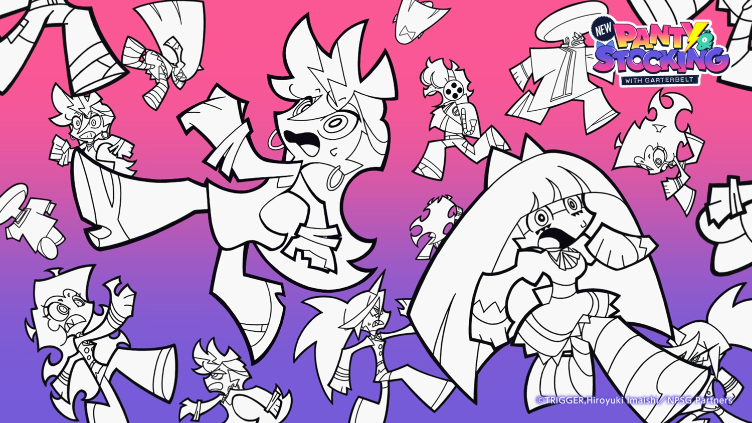 brief, chibi, garterbelt, kneesocks, monochrome, panty, panty_&_stocking_with_garterbelt, scanty