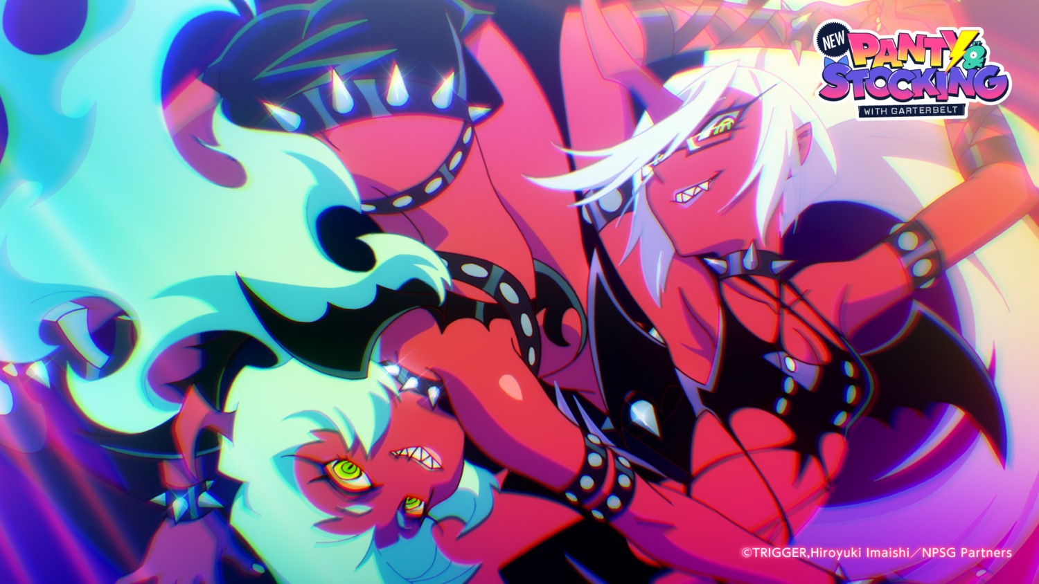 horns, kneesocks, megane, panty_&_stocking_with_garterbelt, scanty, tagme, wallpaper, wings