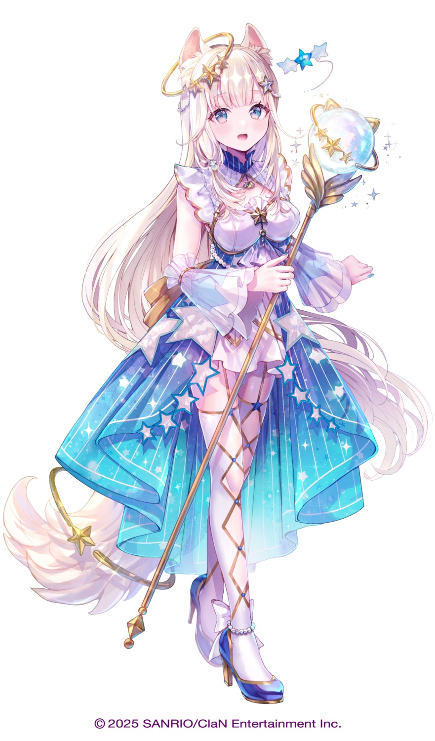 animal_ears, halo, heels, nekomimi, nyamalbelle_perle, nyantasia!, reekaruru, see_through, stockings, tail, thighhighs, weapon