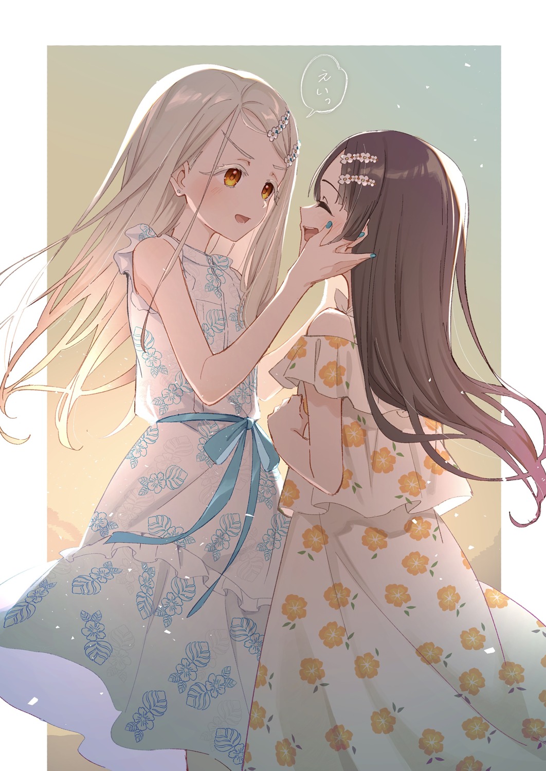 dress, gakuen_idolm@ster, kuramoto_china, shinosawa_hiro, summer_dress, tamago_sando, the_idolm@ster