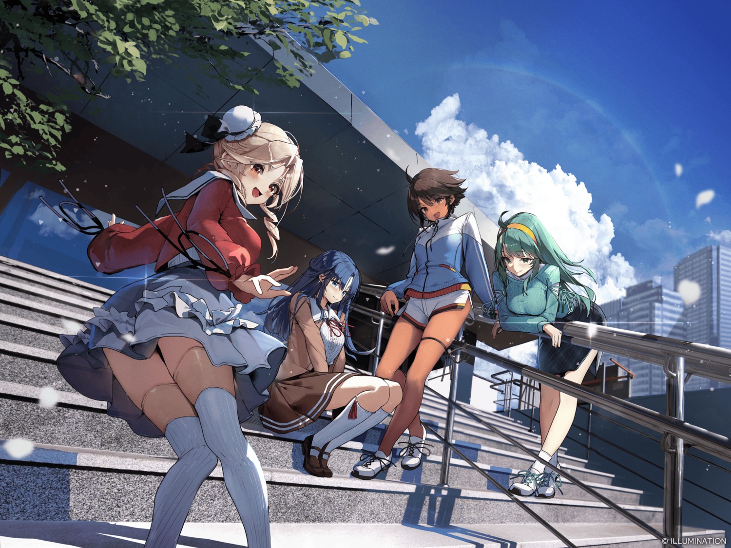 fujiwara_aya, garter, gym_uniform, hayasaka_akira, illumination, merry_haruhina, seifuku, skirt_lift, super_real_mahjong, super_real_mahjong_venus_returns, sweater, thighhighs, toono_mizuki