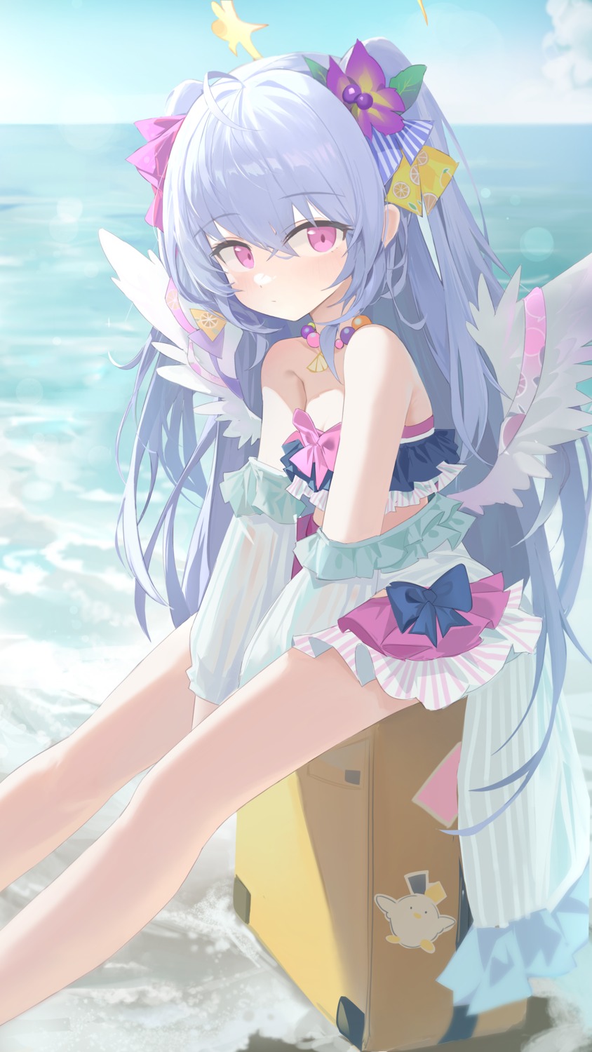 angel, bikini, blue_archive, see_through, shirasu_azusa, swimsuits, wings, ye_yemail