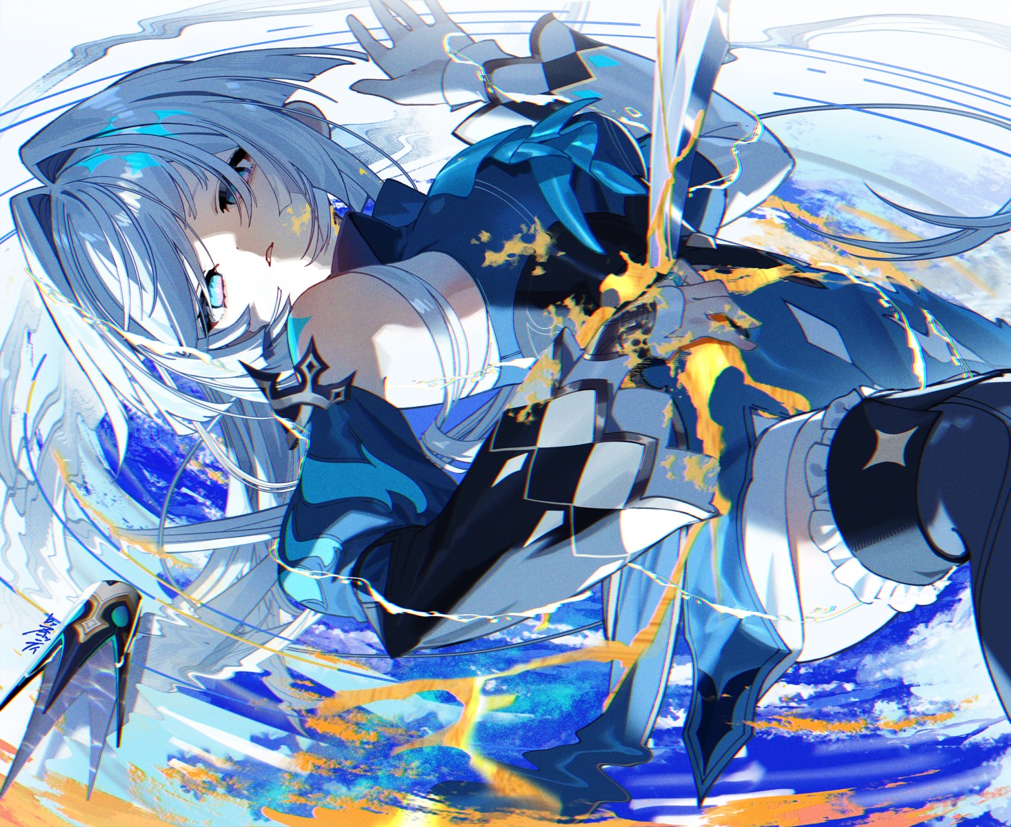 cerydra, honkai:_star_rail, scottie, thighhighs, wet