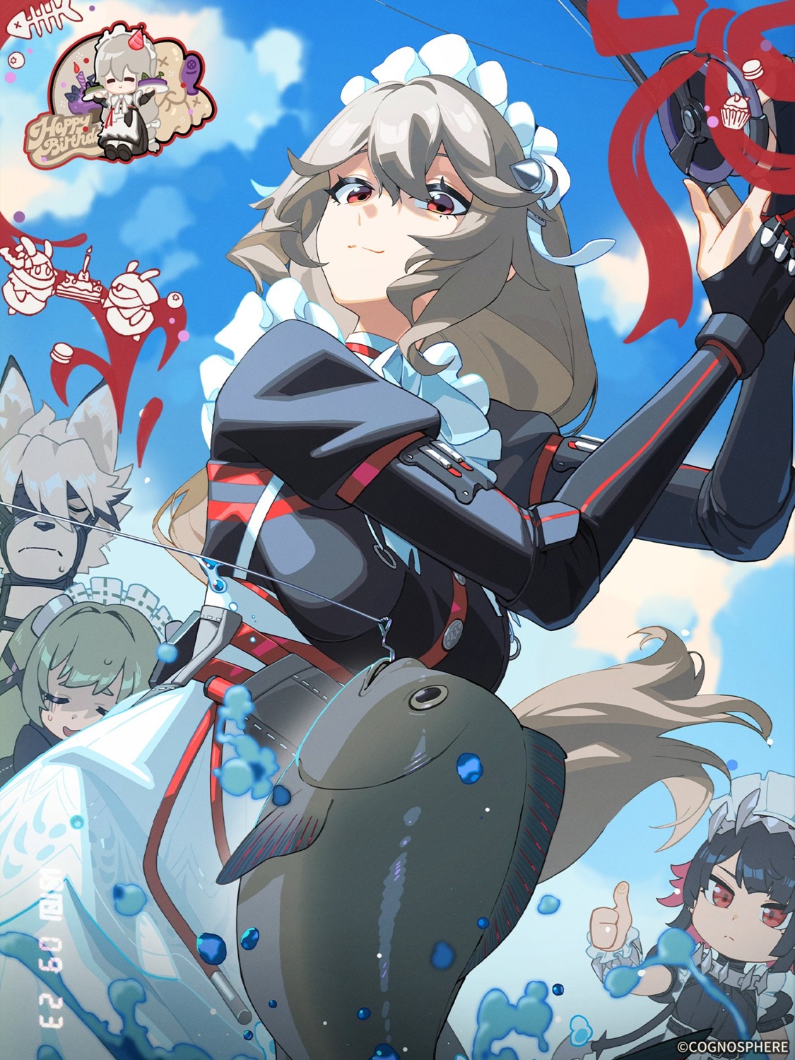 alexandrina_sebastiane, animal_ears, chibi, corin_wickes, ellen_joe, eyepatch, maid, tagme