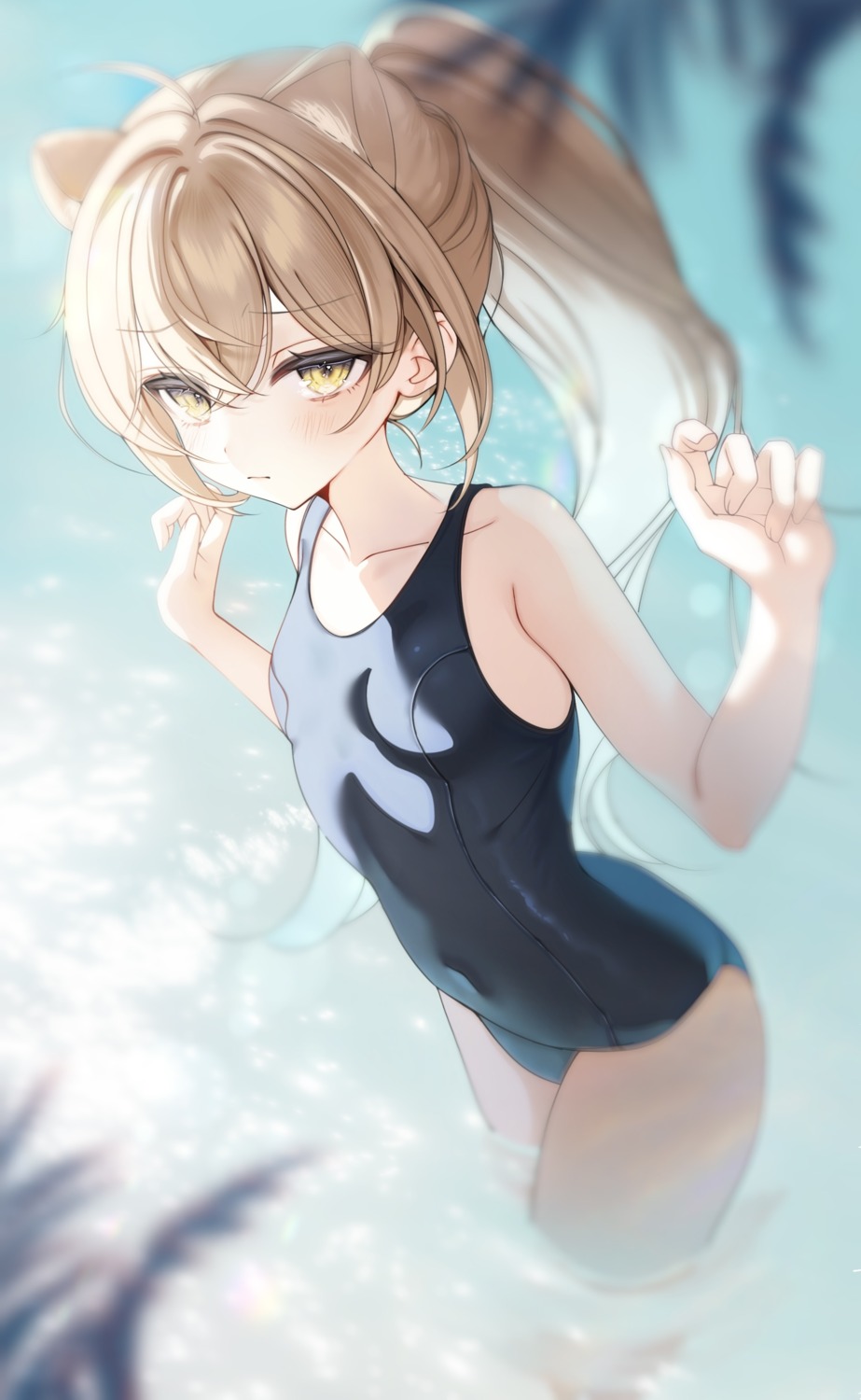 animal_ears, indie_virtual_youtuber, rurudo_lion, school_swimsuit, swimsuits, wet, yunmi