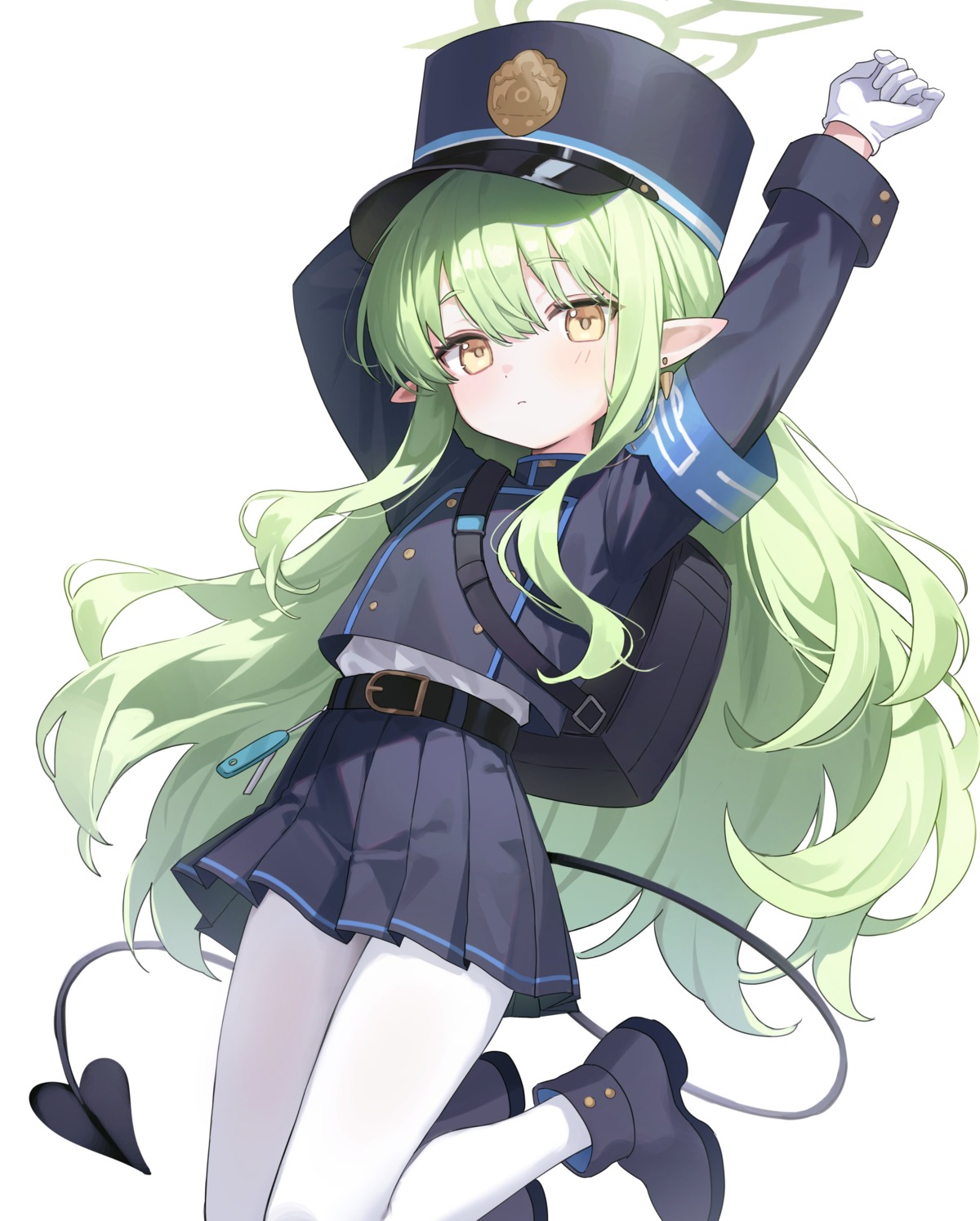 as4_s2, blue_archive, halo, pantyhose, pointy_ears, tachibana_hikari, tail, uniform