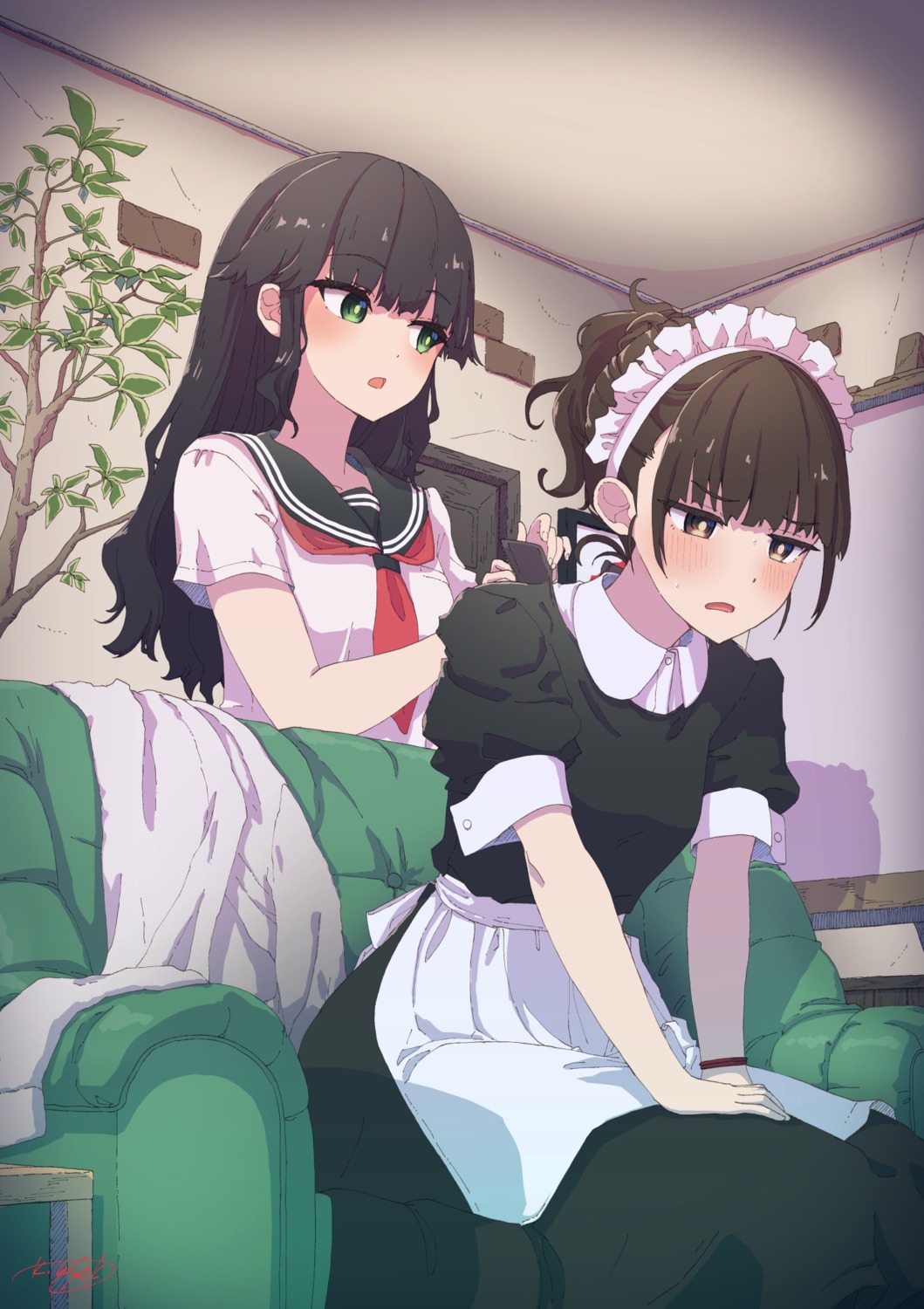 kagawa_yuusaku, maid, seifuku