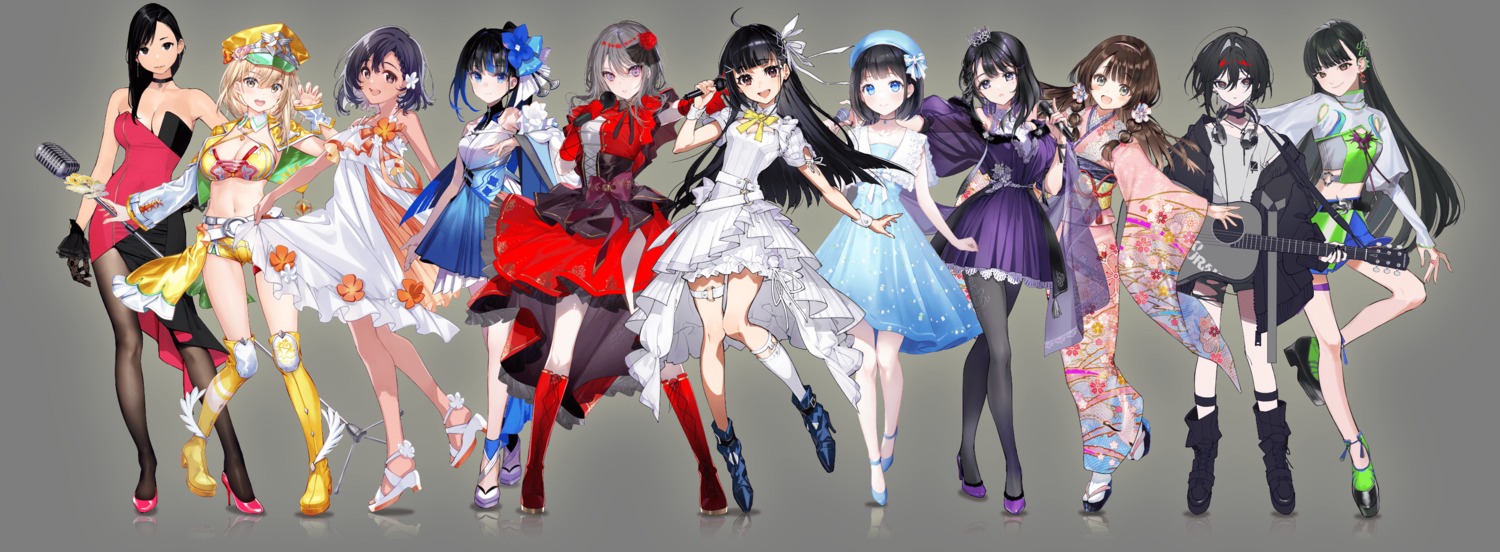 ayuna, dress, fujima_takuya, fuzichoko, garter, gomzi, guitar, hagiwara_himawari, hanekoto, headphones, heels, hiren, iroha_(utahime_dream), japanese_clothes, kimono, mashiro_kiyomi, mika_pikazo, miwano_rag, mizutsuki_hikari, mochizuki_kei, no_bra, ougi_tsumugi, pantyhose, sakuragi_maika, sakurako_(utahime_dream), see_through, skirt_lift, summer_dress, takagi_rin, thighhighs, tiv, toinana, torn_clothes, transparent_png, u35, uniform, utahime_dream, yom, yumesaki_ibuki