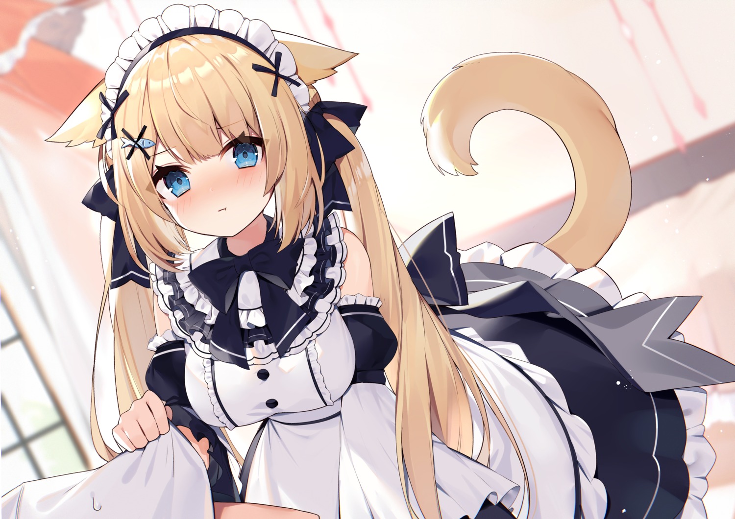 animal_ears, hanazono_serena, indie_virtual_youtuber, maid, muryo, nekomimi, tail