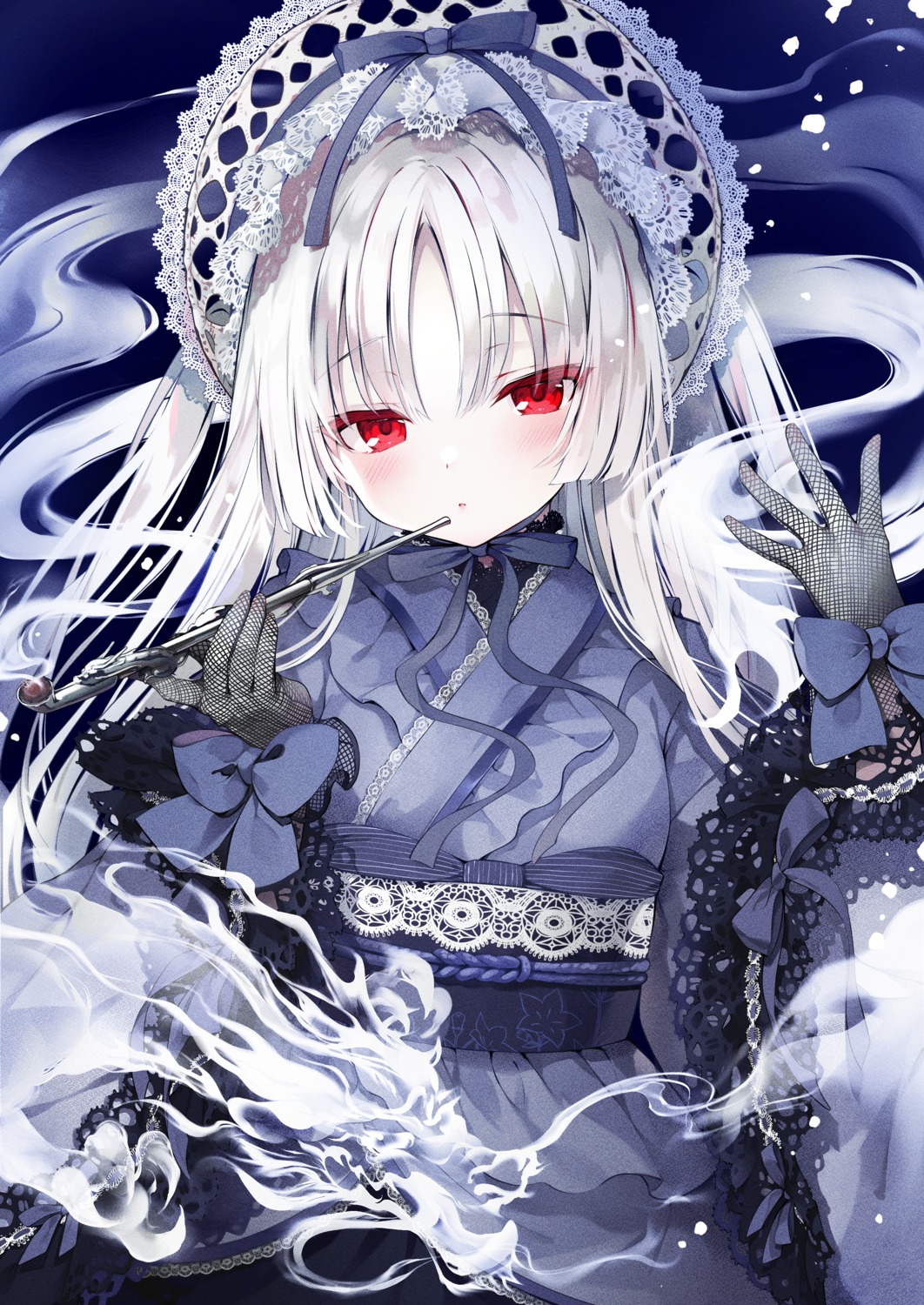 fishnets, lolita_fashion, rubi-sama, smoking, wa_lolita