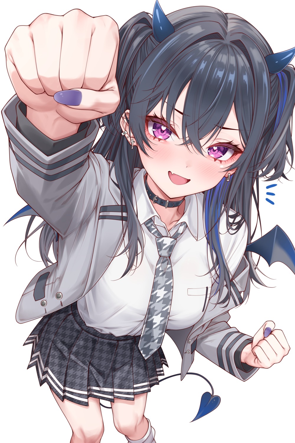 amaki_daisuke, horns, ichinose_uruha, lupinus_virtual_games, seifuku, tail, vspo!, wings