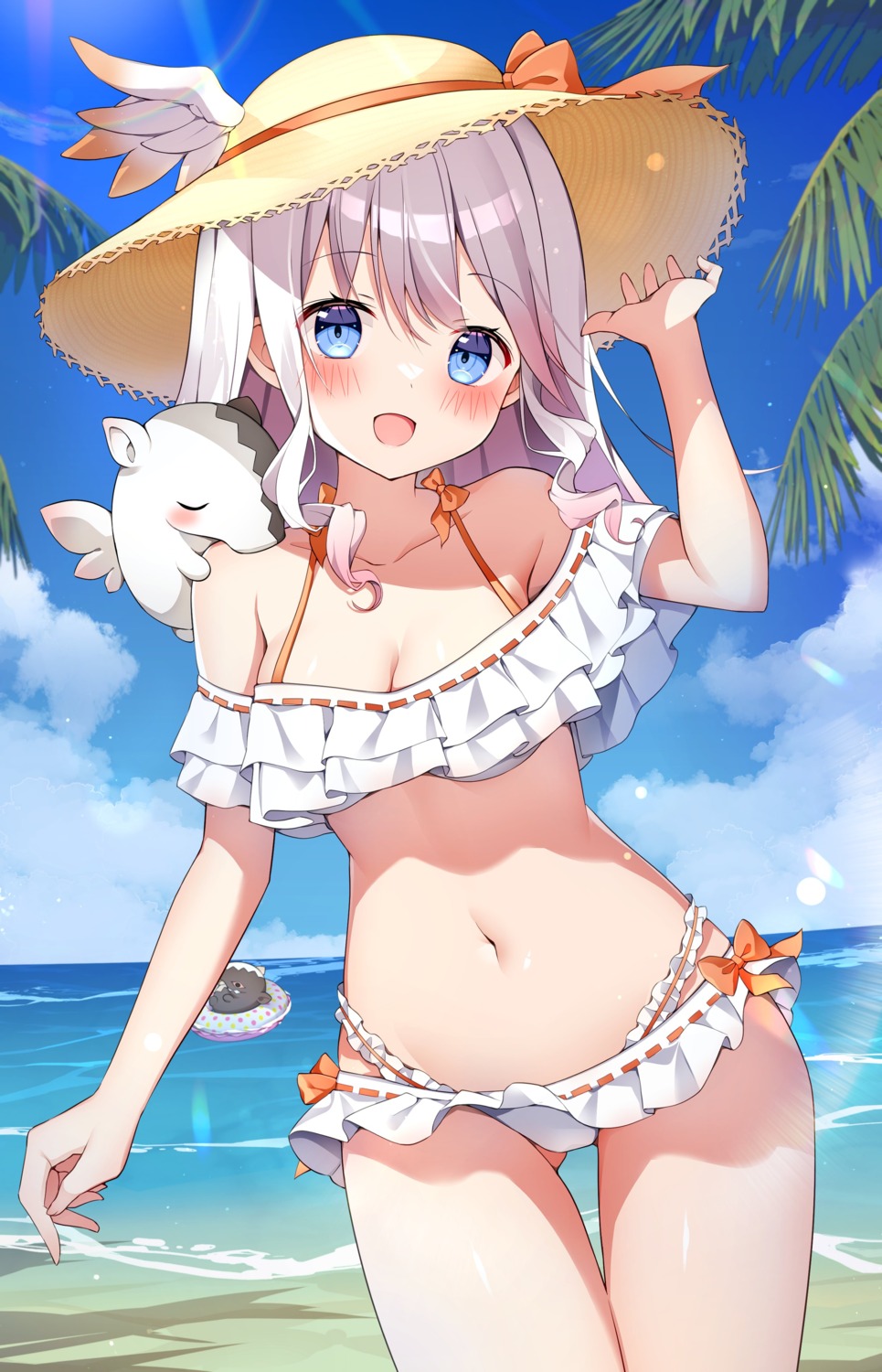 bikini, indie_virtual_youtuber, skirt_lift, swimsuits, tobio_illust, yumekui_kohaku