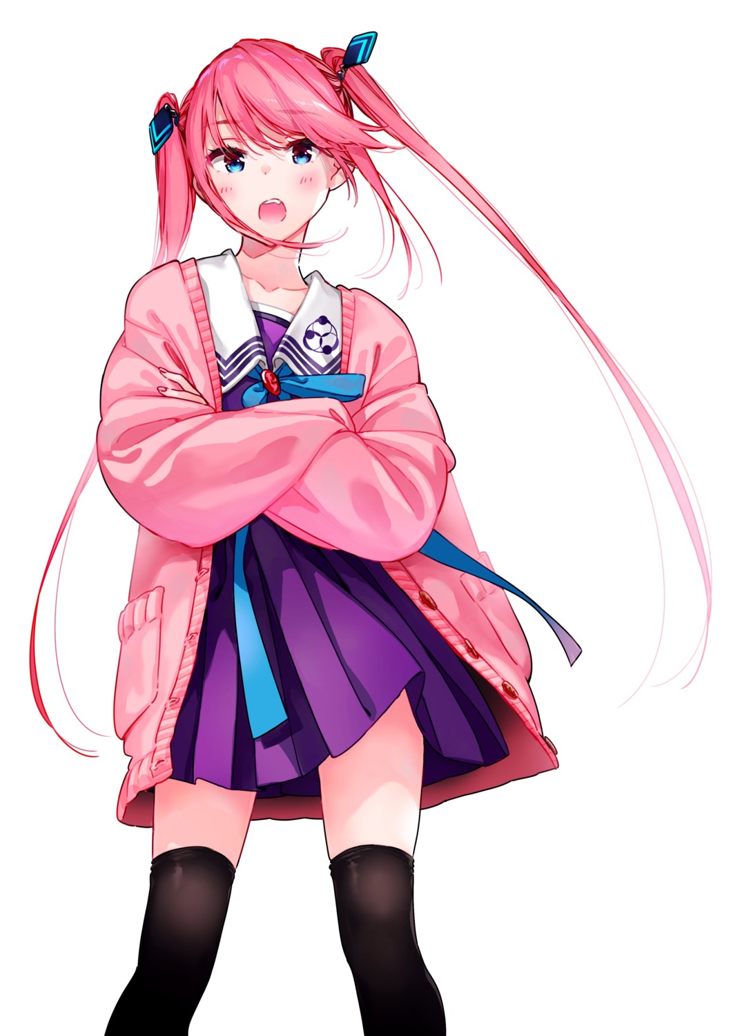 miyajima_reiji, seifuku, shiunji-ke_no_kodomo-tachi, shiunji_ouka, sweater, thighhighs