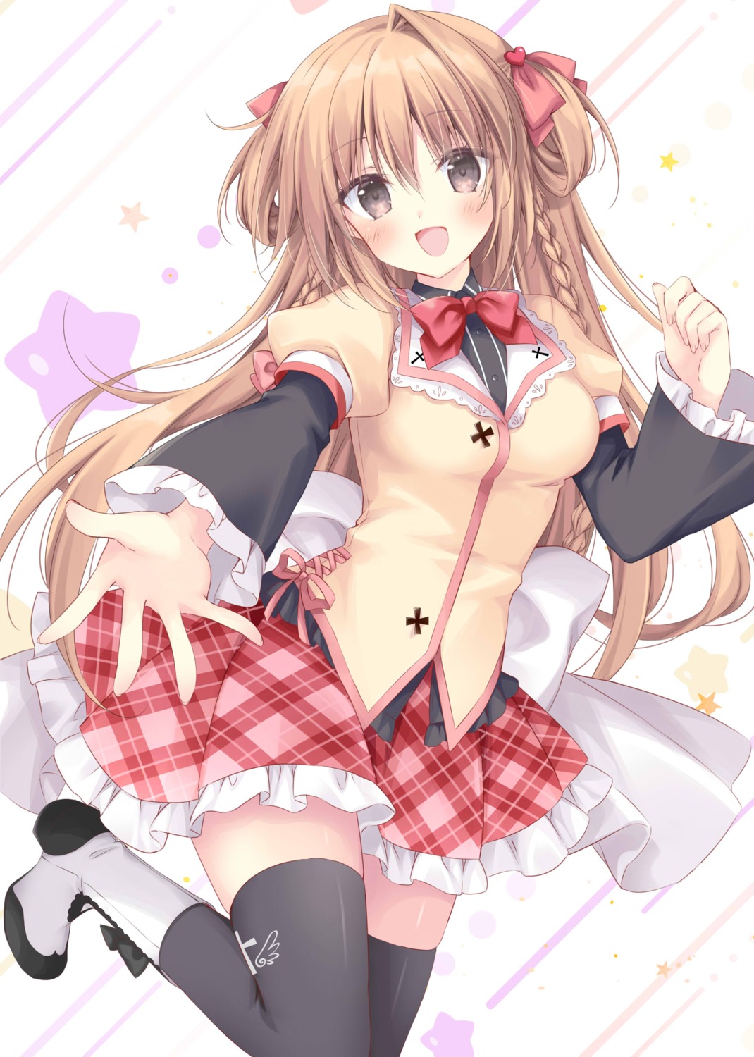 gaku☆ou, konoe_akari, korie_riko, lump_of_sugar, seifuku, thighhighs