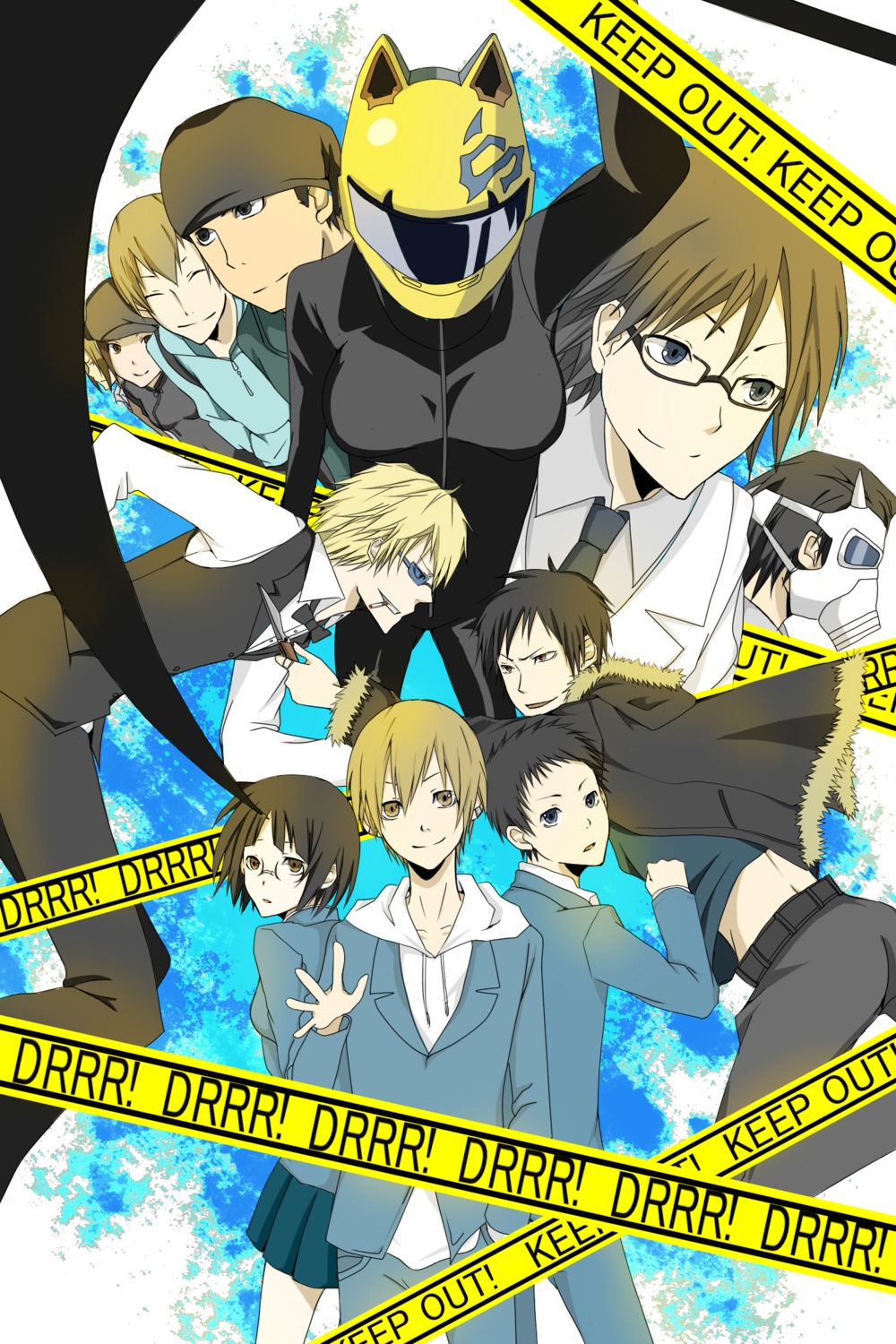 bodysuit, celty_sturluson, durarara!!, heiwajima_shizuo, kadota_kyouhei, karisawa_erika, kida_masaomi, kishitani_shingen
