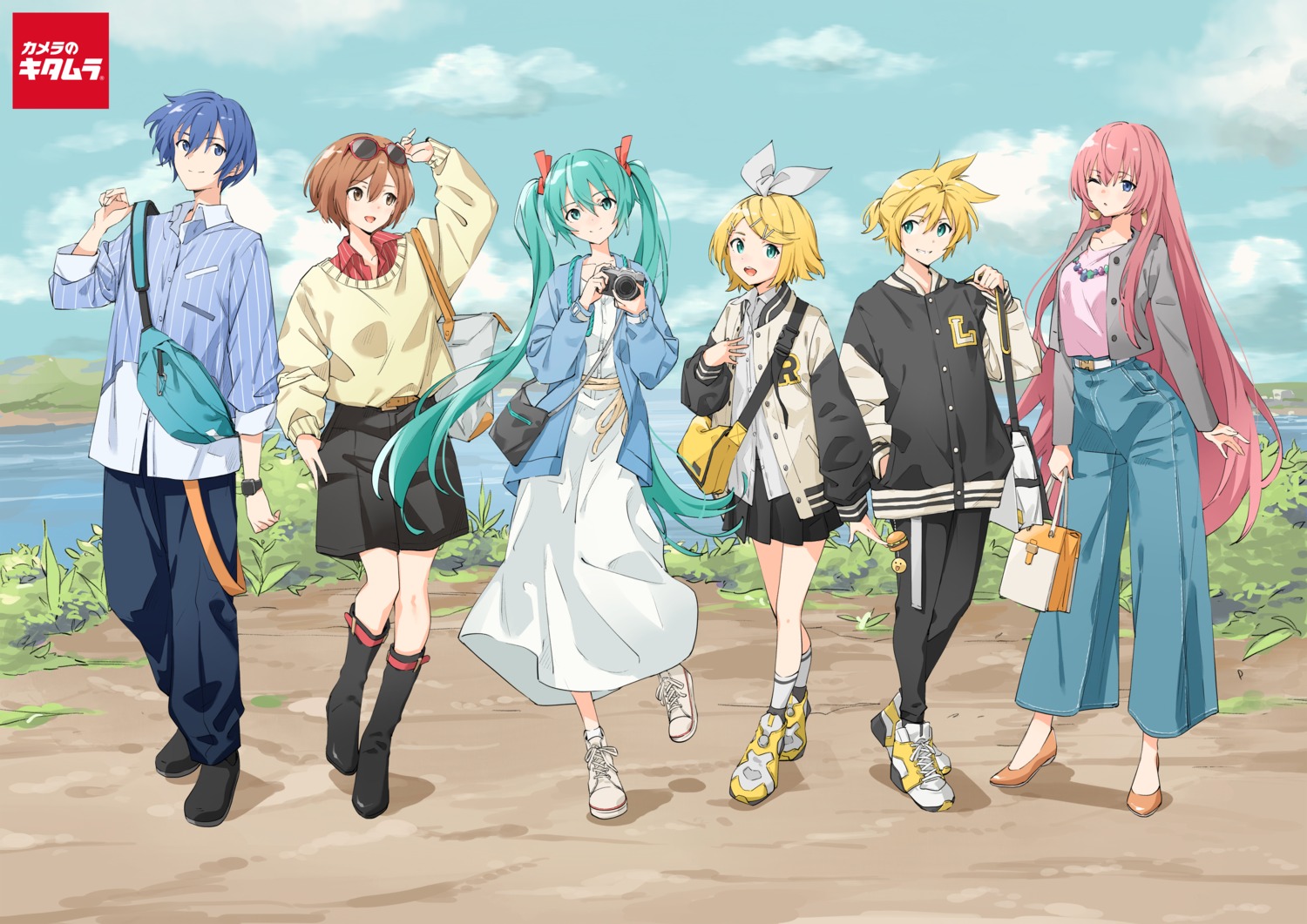 dress, dress_shirt, hatsune_miku, kagamine_len, kagamine_rin, kaito, megane, megurine_luka