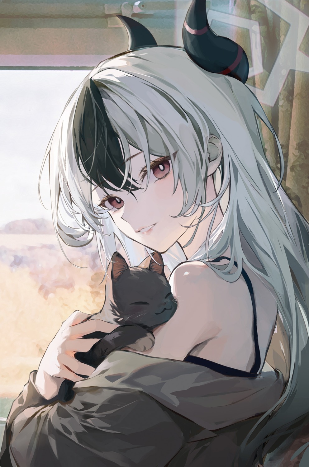 blue_archive, halo, horns, neko, onikata_kayoko, void4516