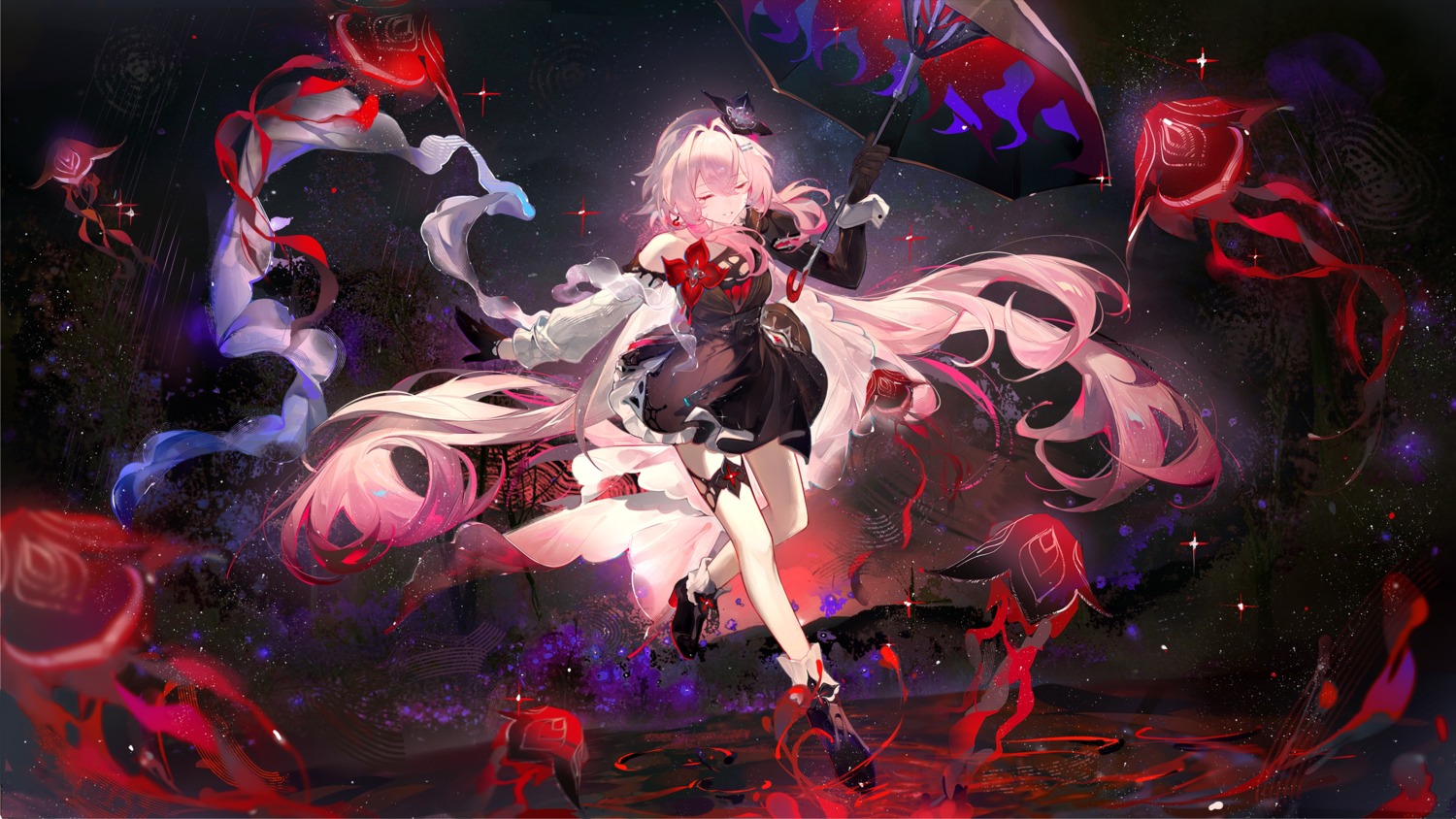 dress, evernight, garter, heels, honkai:_star_rail, march_7th, qianqianjie, umbrella