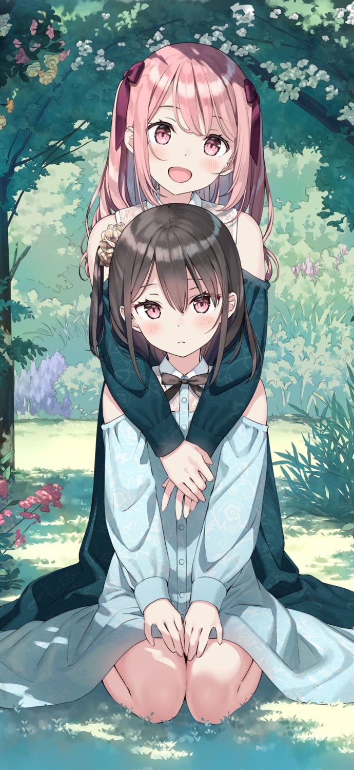 dress, kantoku, kurumi_(kantoku), shizuku_(kantoku), skirt_lift