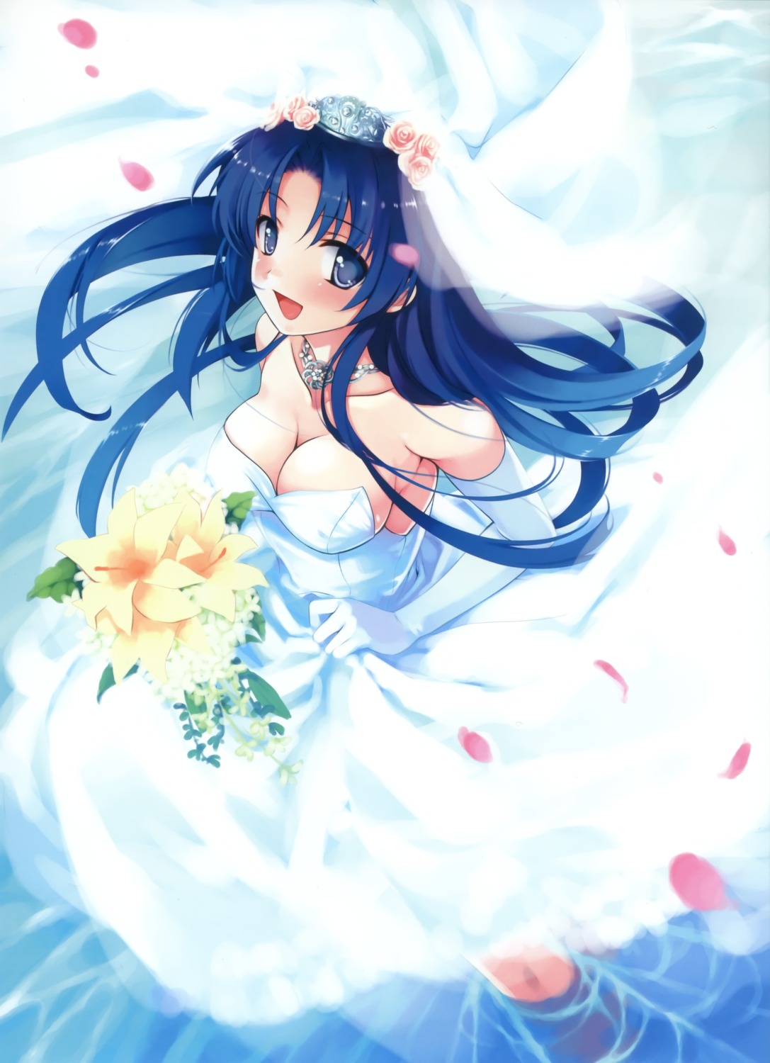abhar, dress, koga_sayoko, misaki_kurehito, no_bra, suiheisen_made_nan_mile?, wedding_dress, wet