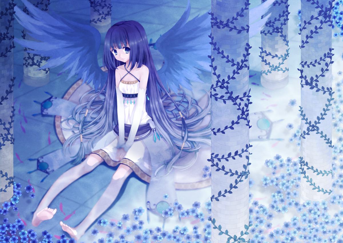 dress, feet, koto_(colorcube), wet, wings