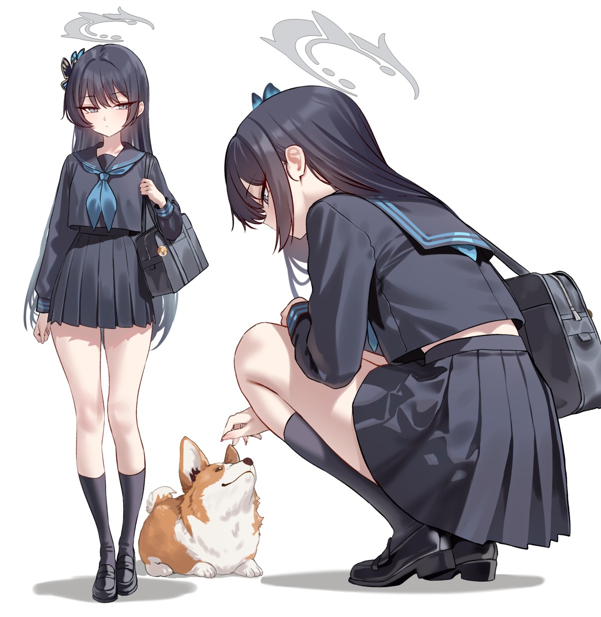 blue_archive, halo, ryuuge_kisaki, seifuku, shigure, skirt_lift