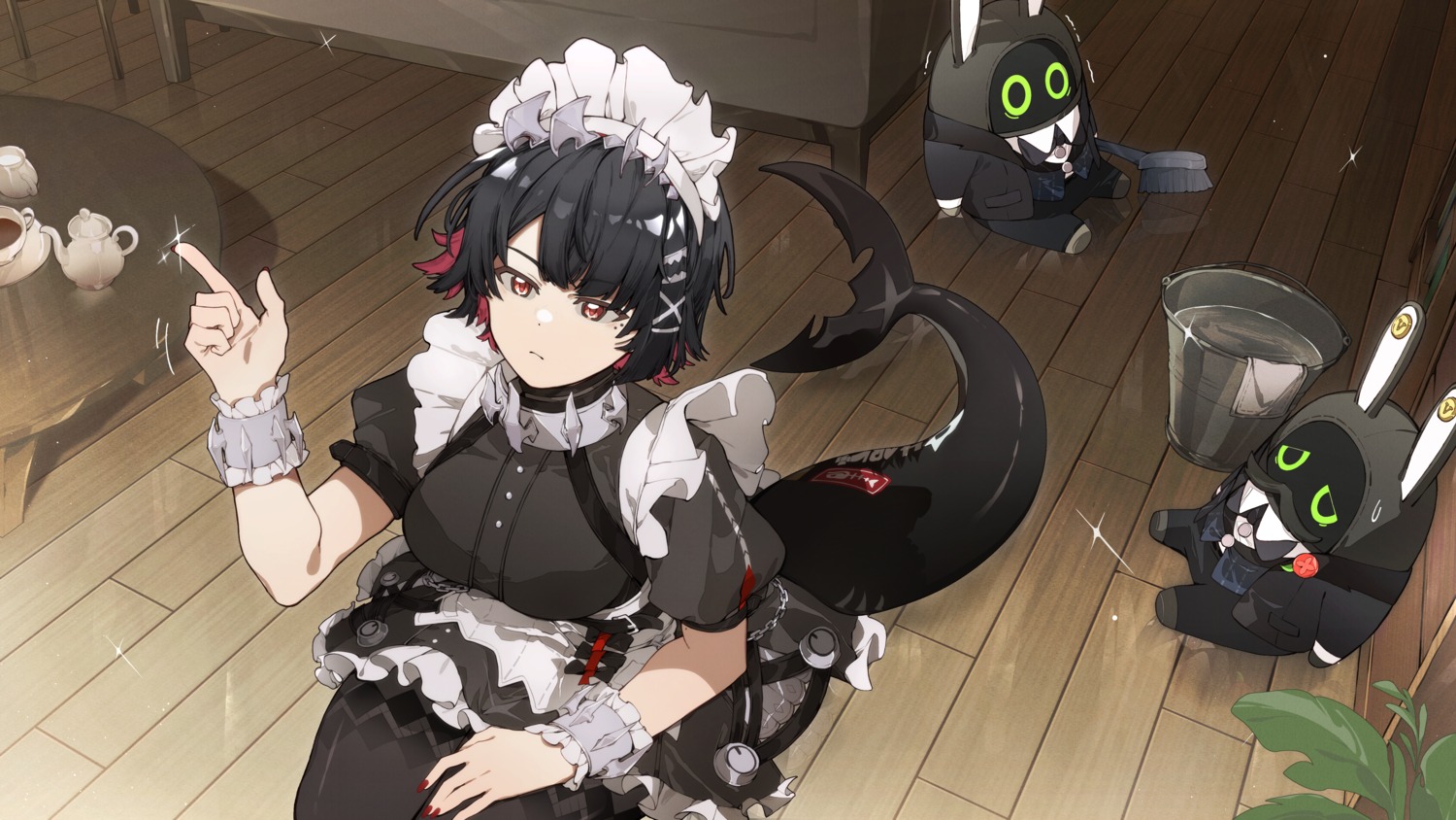 ellen_joe, kradebii, maid, pantyhose, tail, zenless_zone_zero