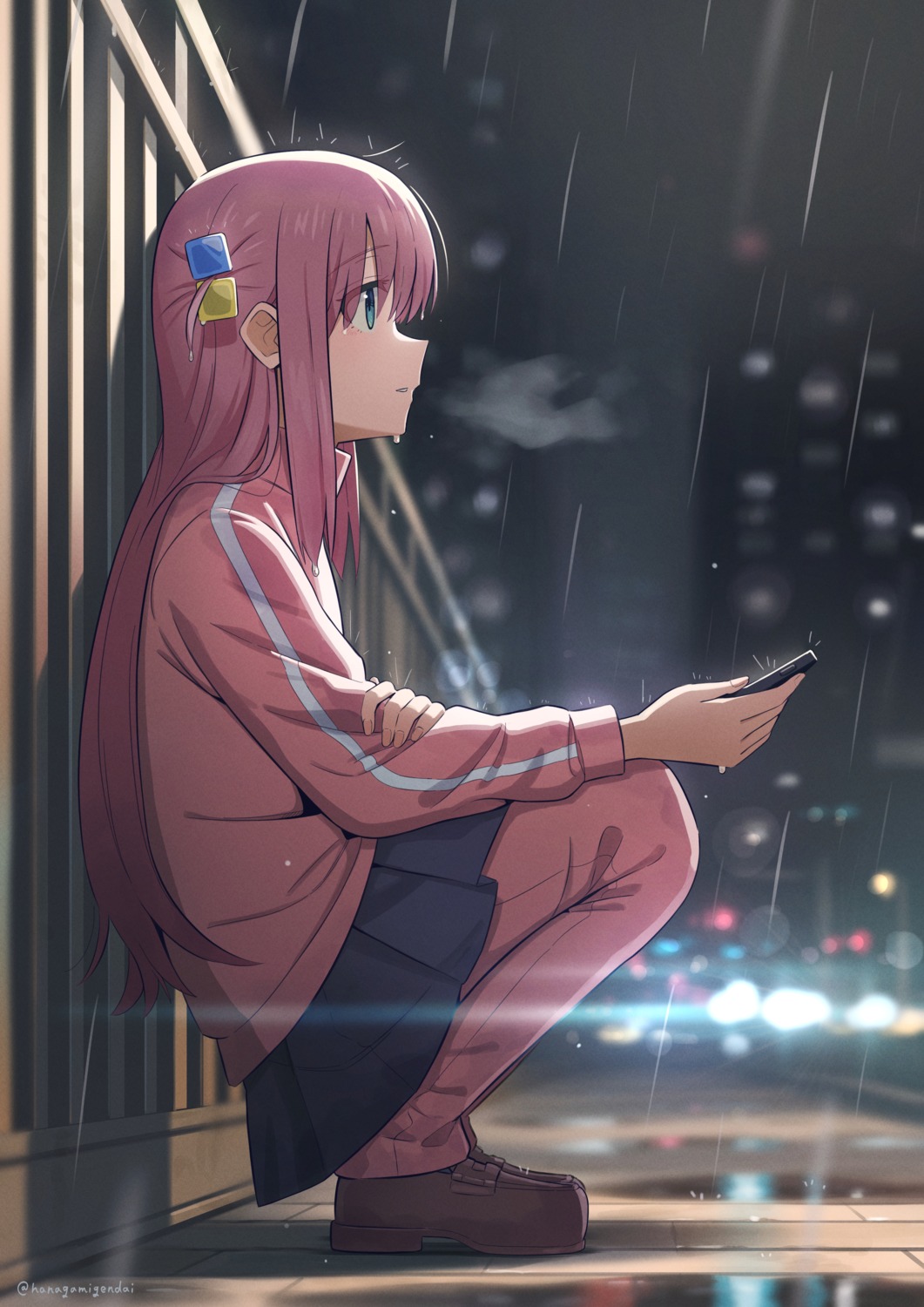 bocchi_the_rock!, gotou_hitori, gym_uniform, hanagamigendai, seifuku, wet