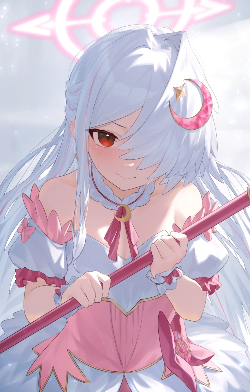 blue_archive, halo, kuchisode, morizuki_suzumi, no_bra, uniform, weapon, wings