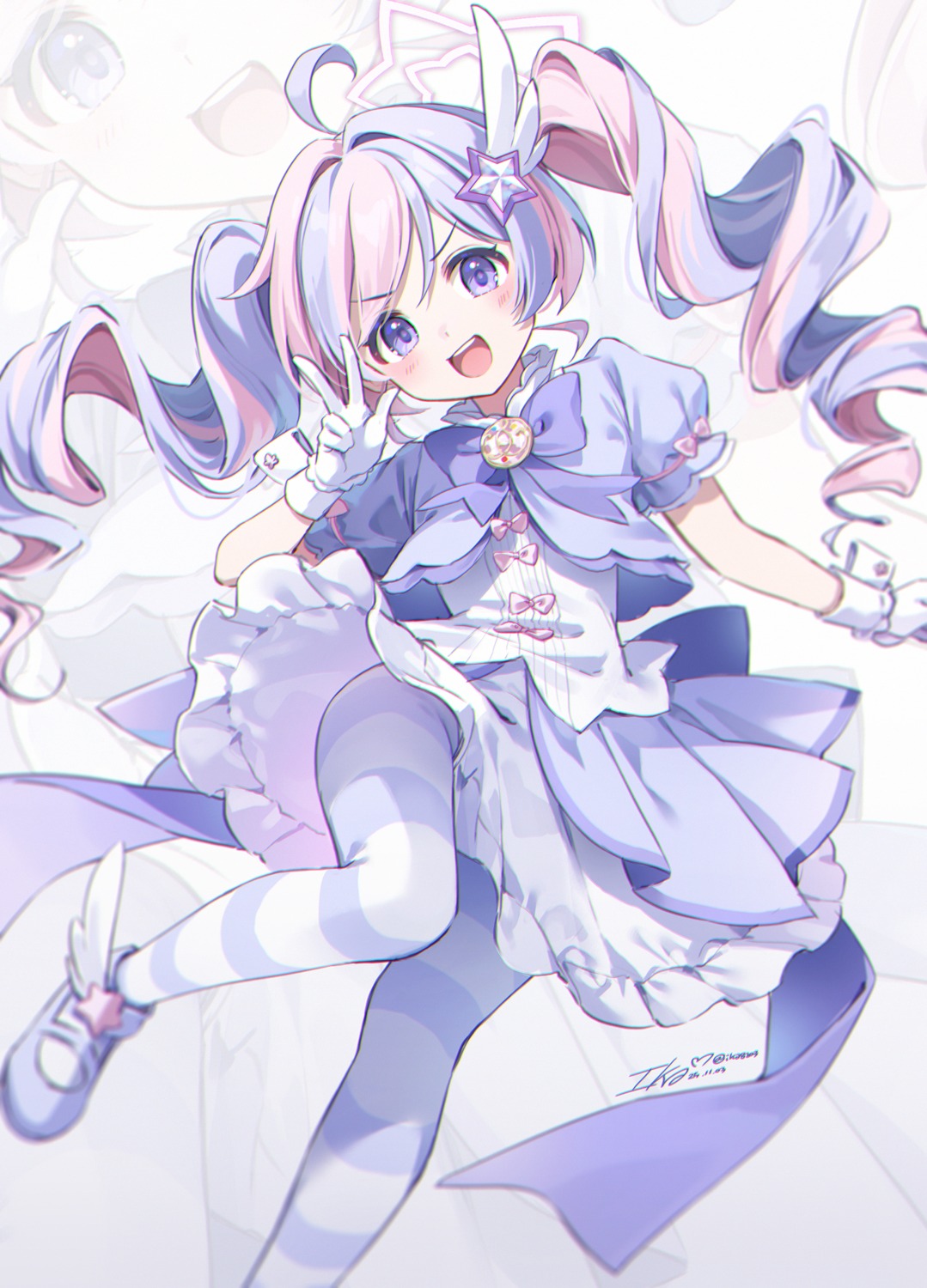 blue_archive, halo, ika_(4801055), pantyhose, skirt_lift, uniform, uzawa_reisa