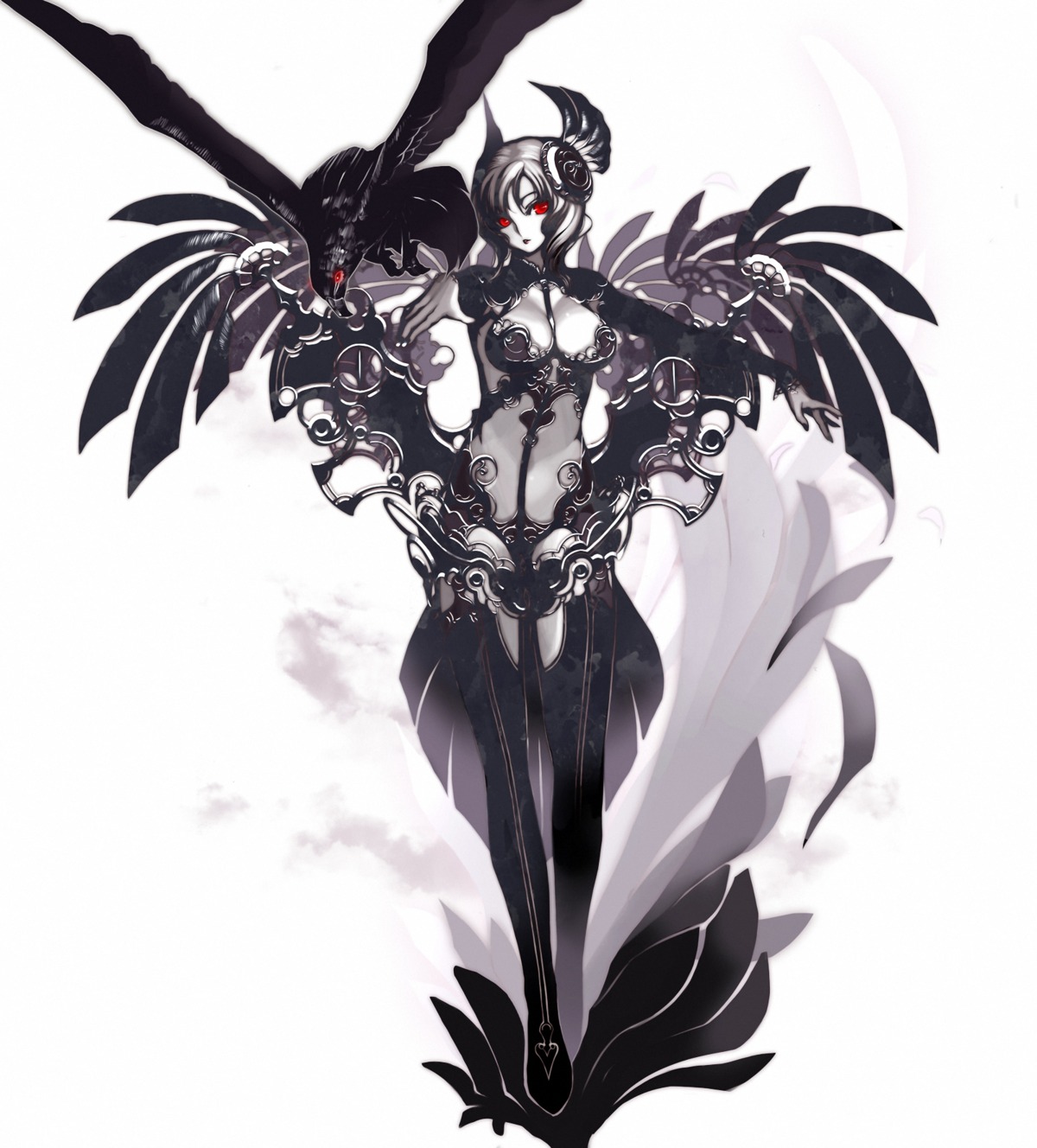 armor, cleavage, tsunekun, wings