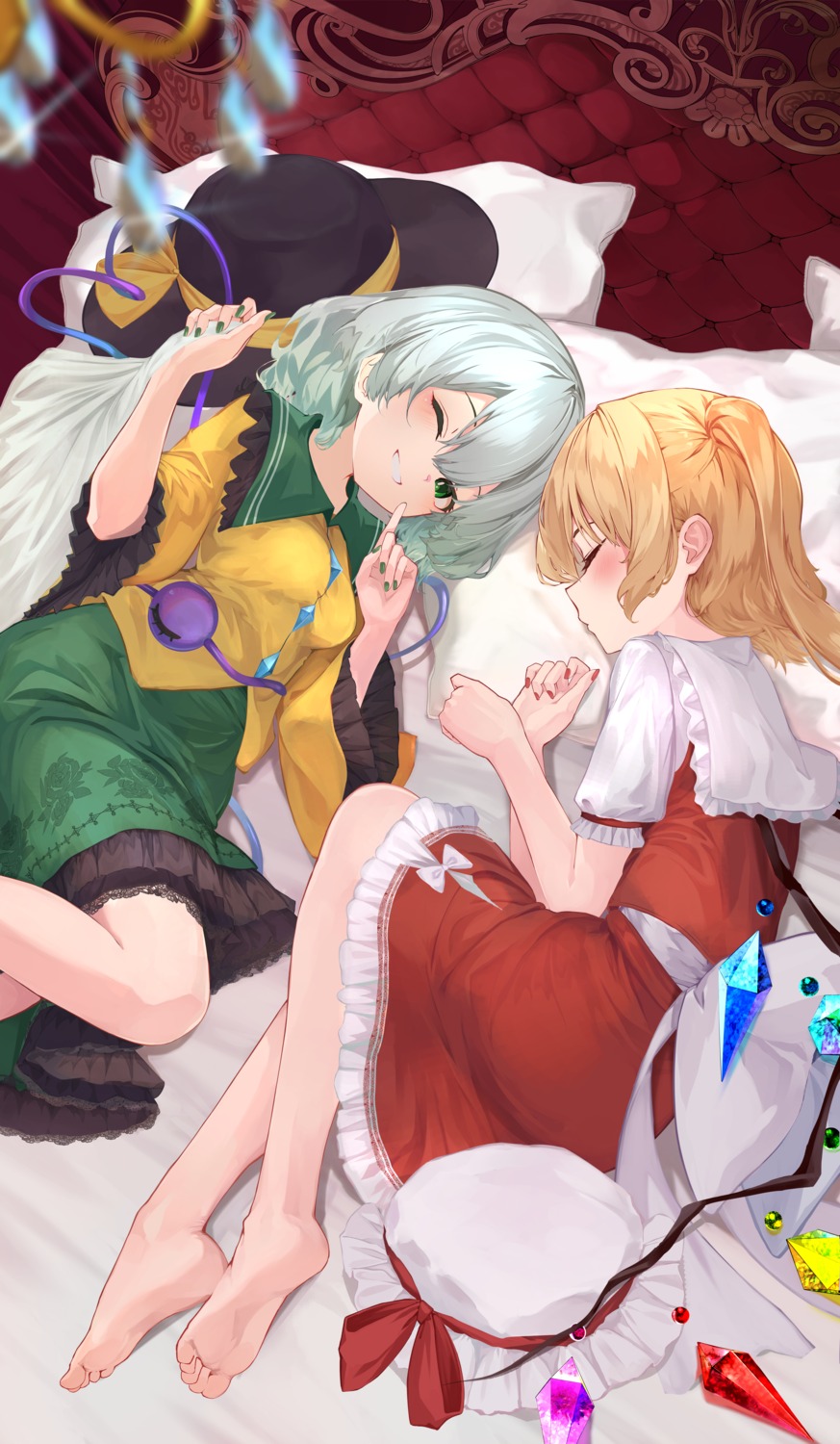 flandre_scarlet, komeiji_koishi, r_utchi, skirt_lift, touhou, wings