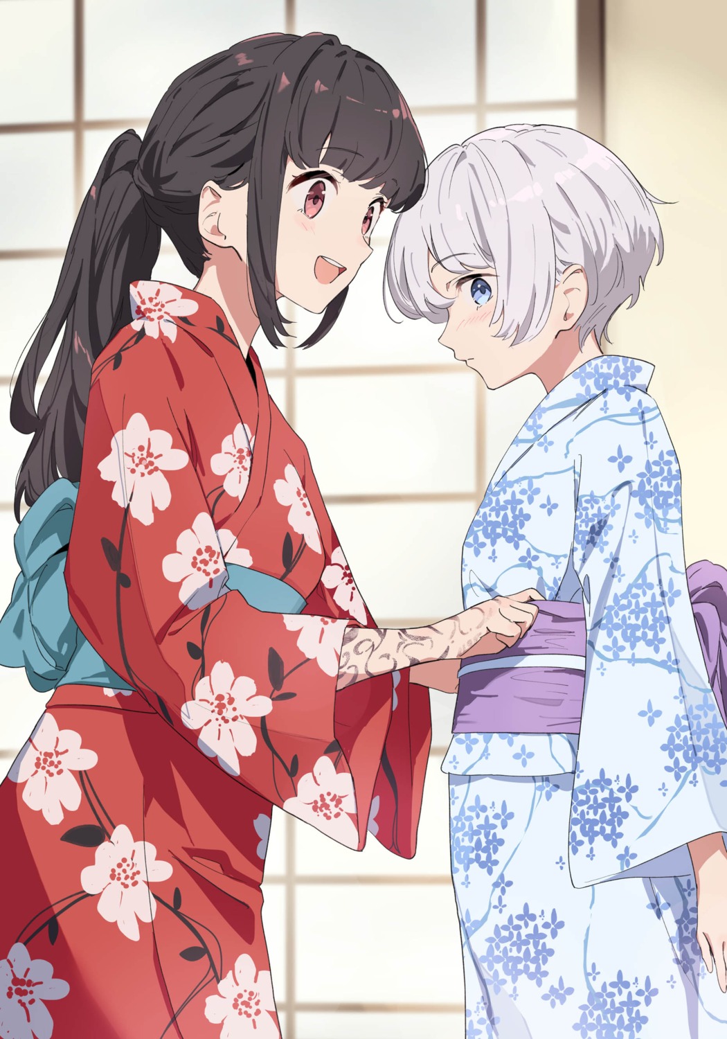 kodamazon, natsume_uta, shiroharu_ao, tattoo, watashi_no_kaidanshi_wa_ponkotsu_kawaii, yukata