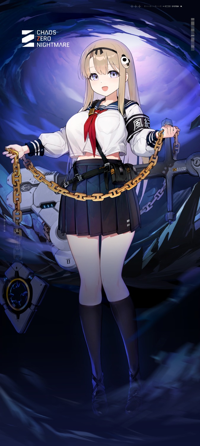 chaos_zero_nightmare, haru_(chaos_zero_nightmare), seifuku, tagme, weapon