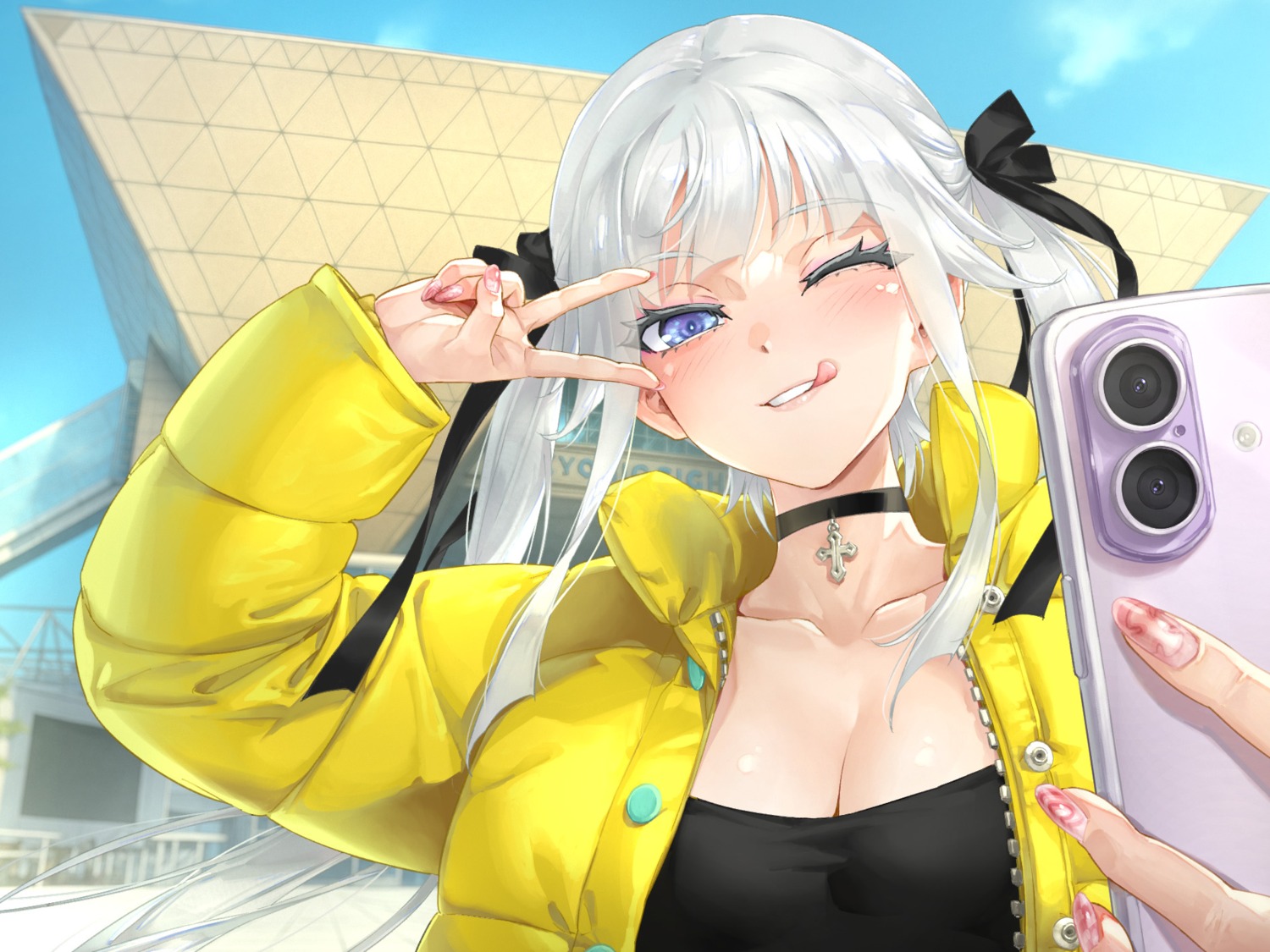 bishoujo_mangekyou, bishoujo_mangekyou_-norowareshi_densetsu_no_shoujo-, cleavage, happoubi_jin, kagarino_kirie, omega_star, selfie