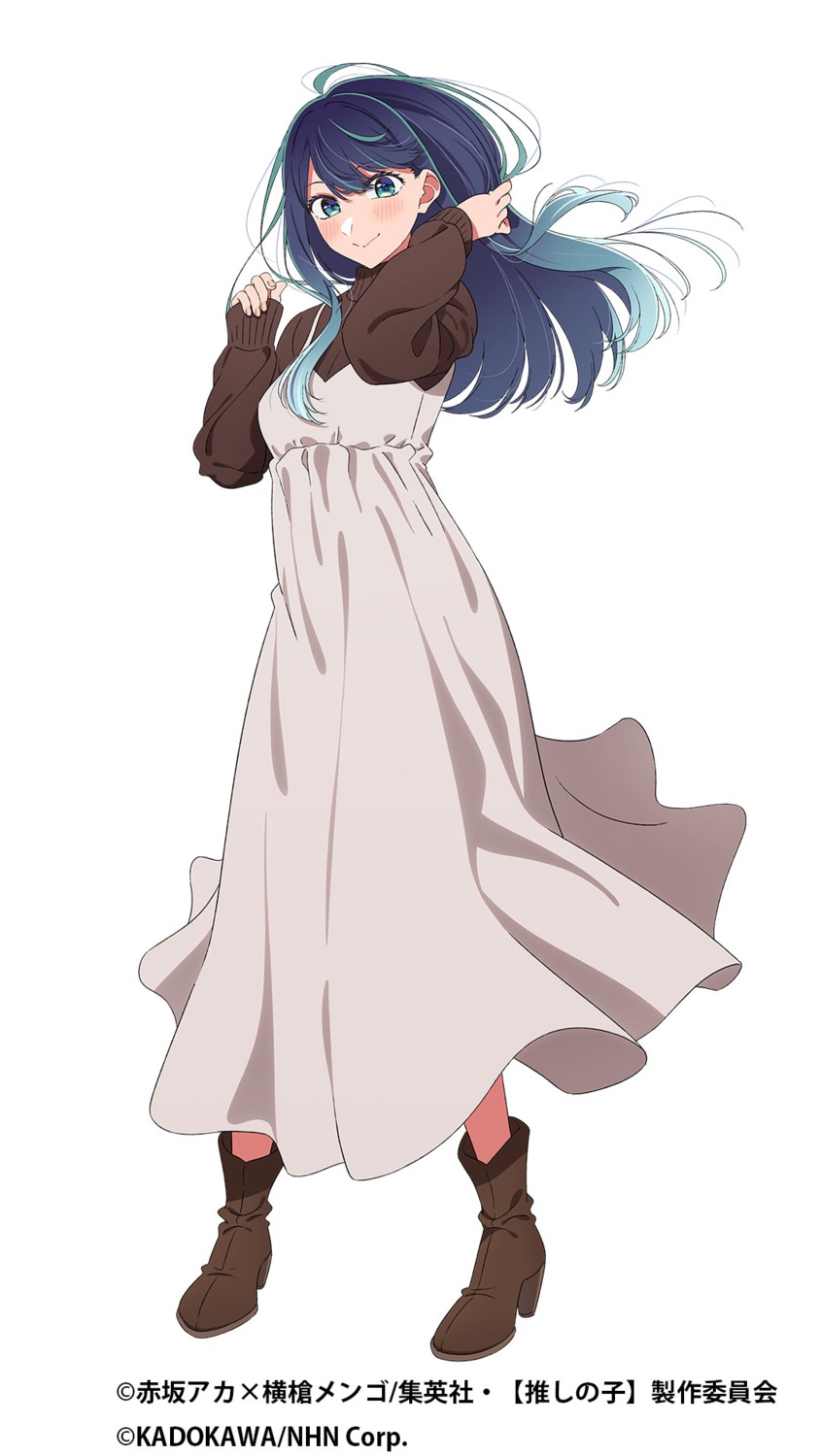[oshi_no_ko], dress, heels, kurokawa_akane, sweater, tagme