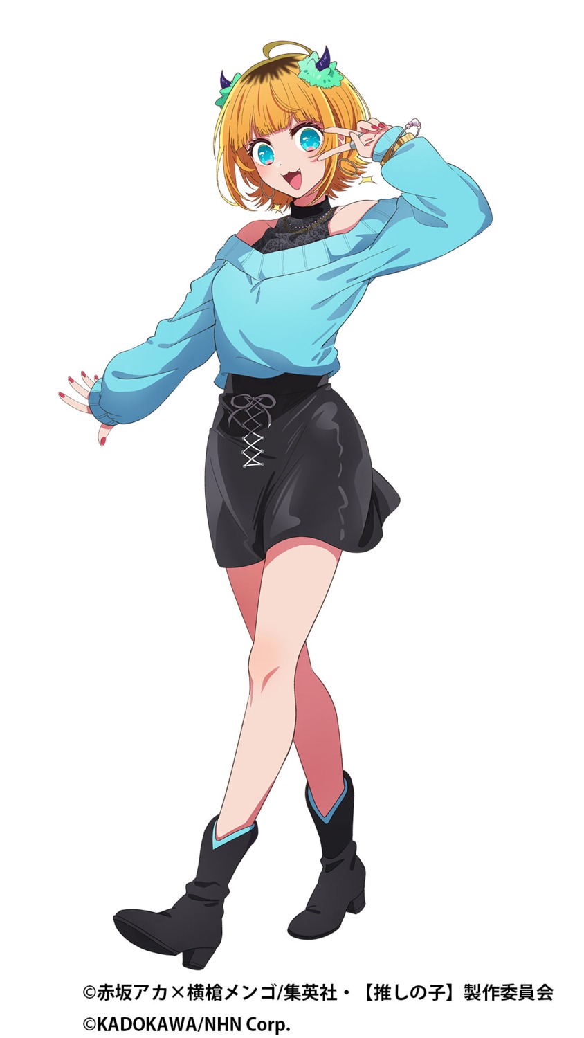 [oshi_no_ko], heels, horns, mem-cho, sweater, tagme