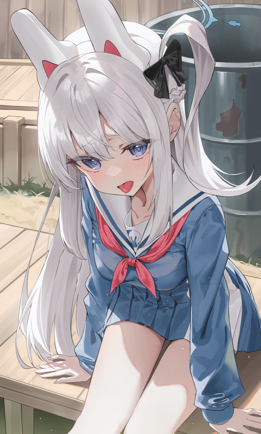 animal_ears, blue_archive, bunny_ears, halo, kerno, seifuku, tsukiyuki_miyako