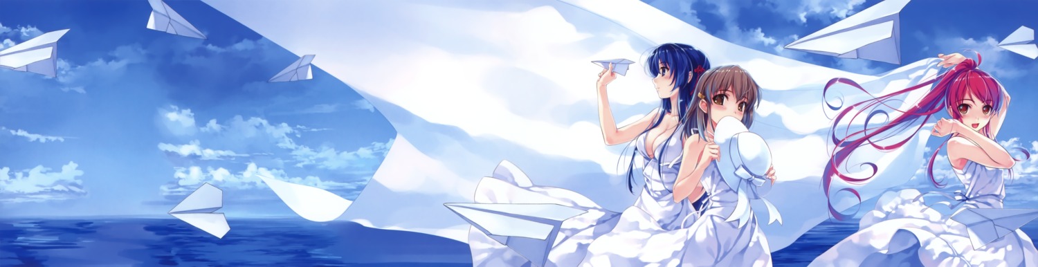 abhar, cleavage, dress, fixed, koga_sayoko, misaki_kurehito, miyamae_tomoka, suiheisen_made_nan_mile?