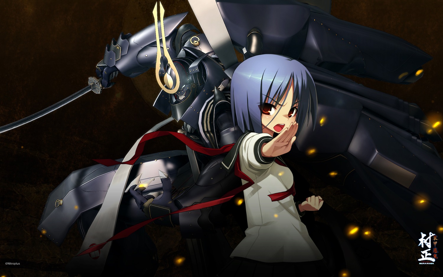 ayane_ichijou, full_metal_daemon_muramasa, mecha, namaniku_atk, seifuku, wallpaper