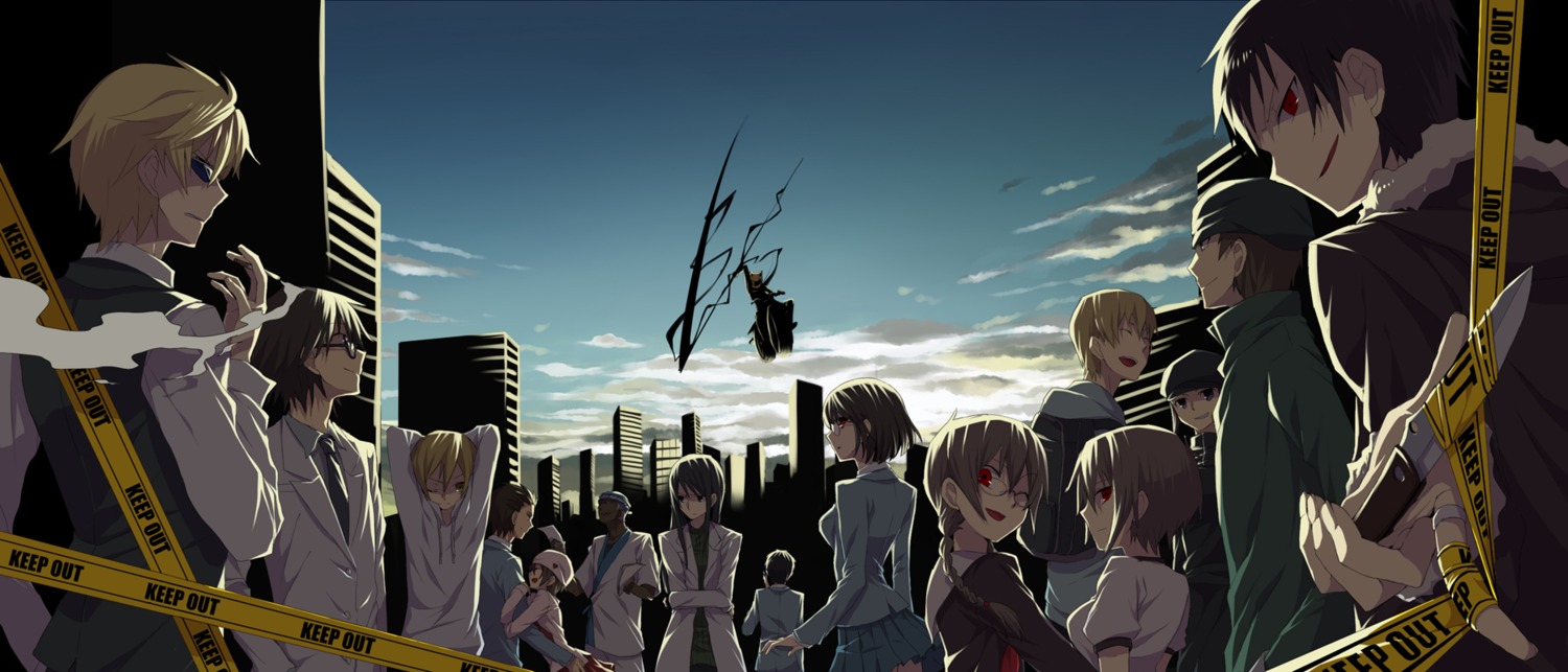 celty_sturluson, durarara!!, harima_mika, heiwajima_shizuo, kadota_kyouhei, karisawa_erika, kida_masaomi, kishitani_shinra