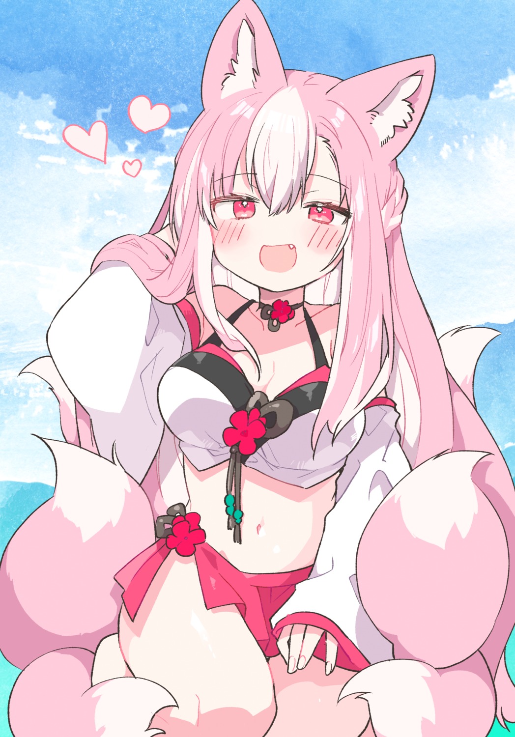 animal_ears, bikini, kamiyoshi_rika, kitsune, swimsuits, tail