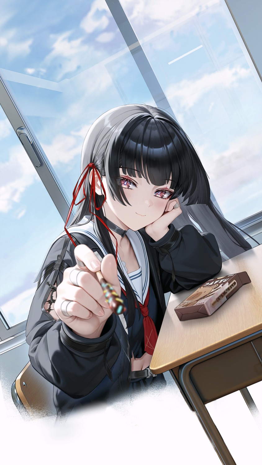 chisa, fuann, seifuku, tattoo, torn_clothes, wuthering_waves