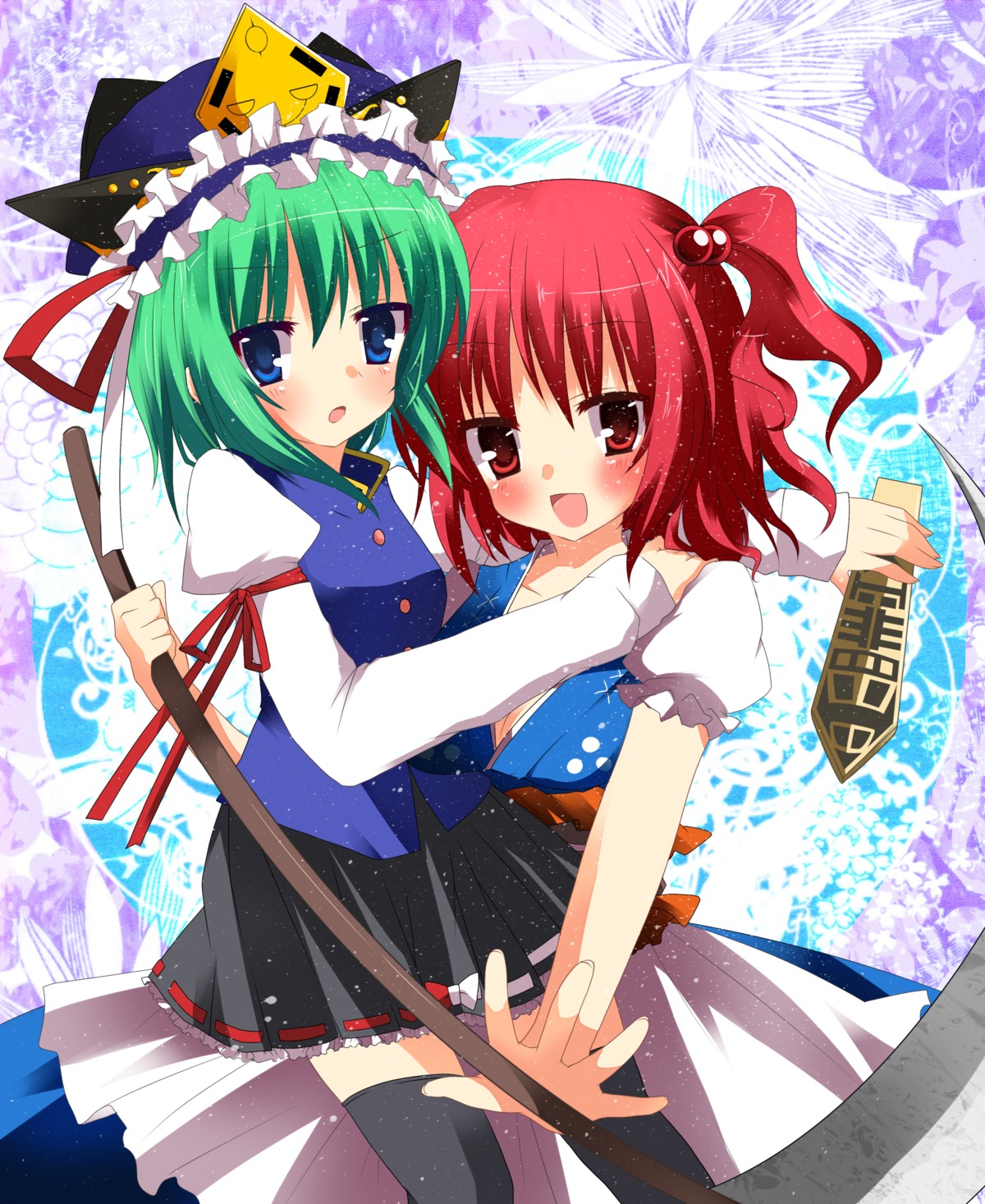 emyu, onozuka_komachi, shikieiki_yamaxanadu, thighhighs, touhou