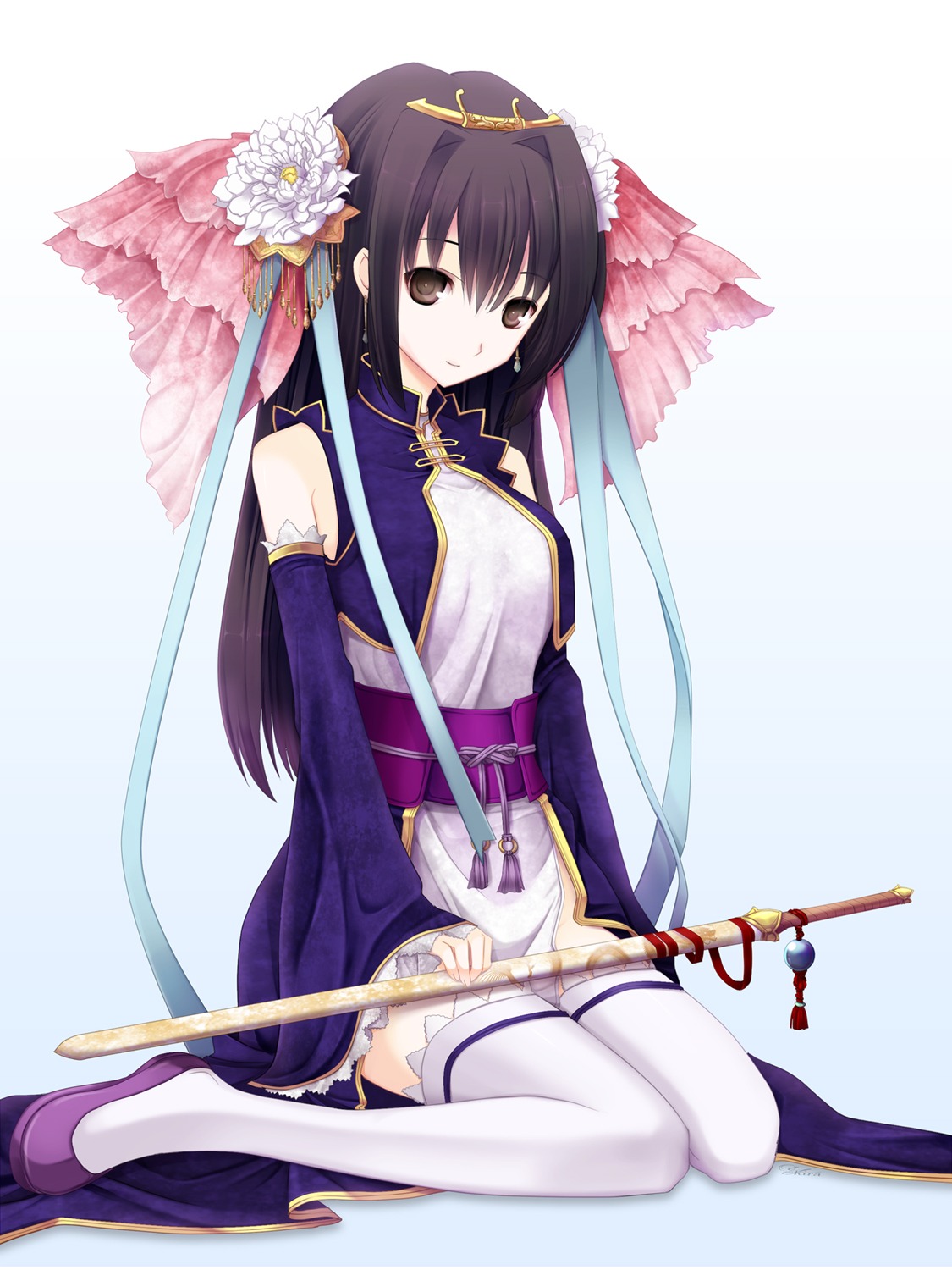 sangokushi_taisen, sword, thighhighs, yuuki_kira
