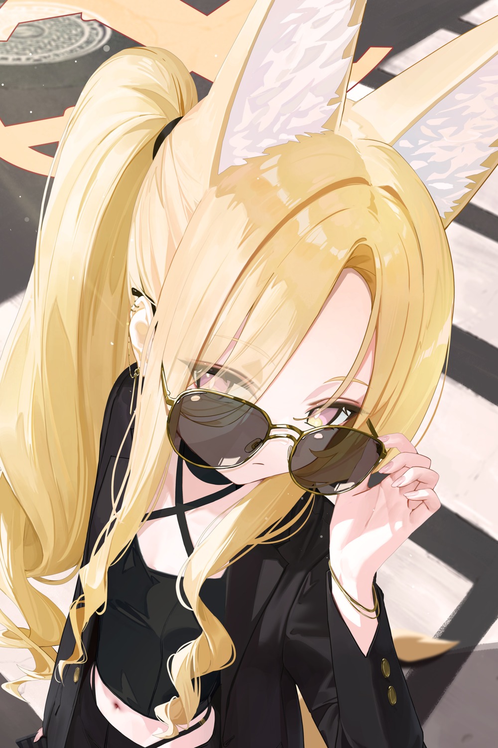 animal_ears, blue_archive, fieryonion, halo, kitsune, megane, tail, yurizono_seia