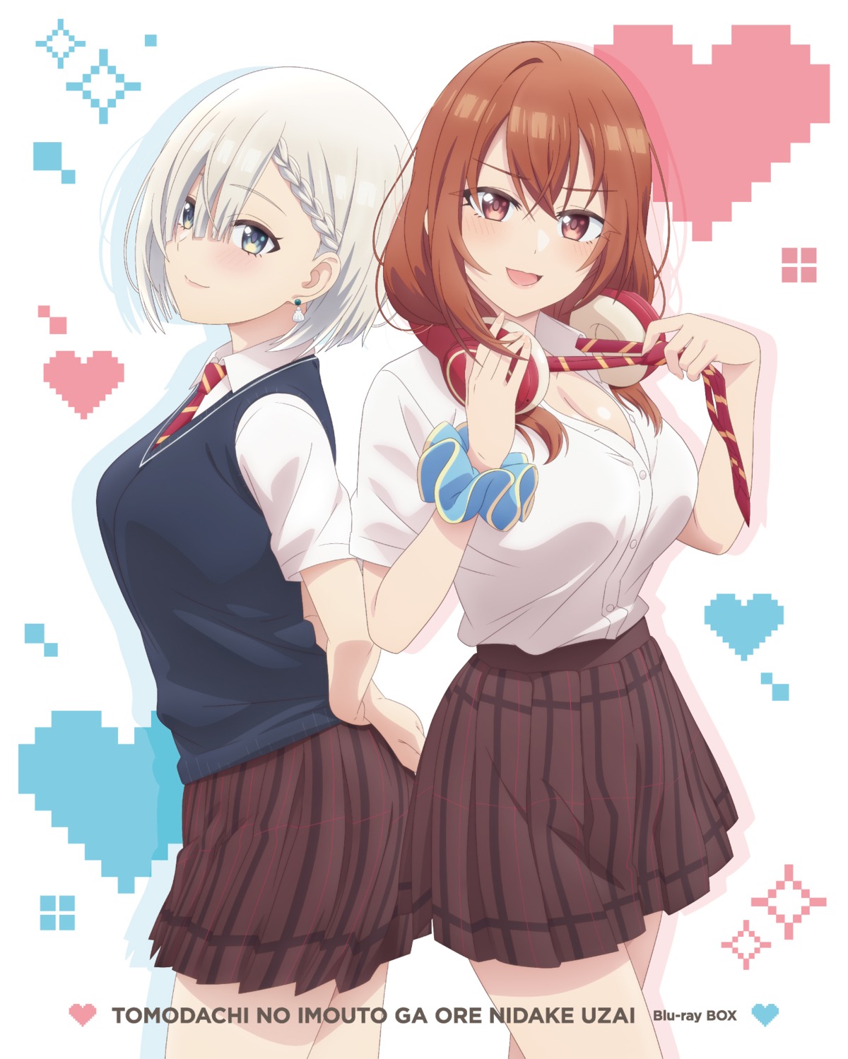 cleavage, disc_cover, headphones, kohinata_iroha, open_shirt, satou_katsuyuki, seifuku, sweater, tomodachi_no_imouto_ga_ore_nidake_uzai, tsukinomori_mashiro