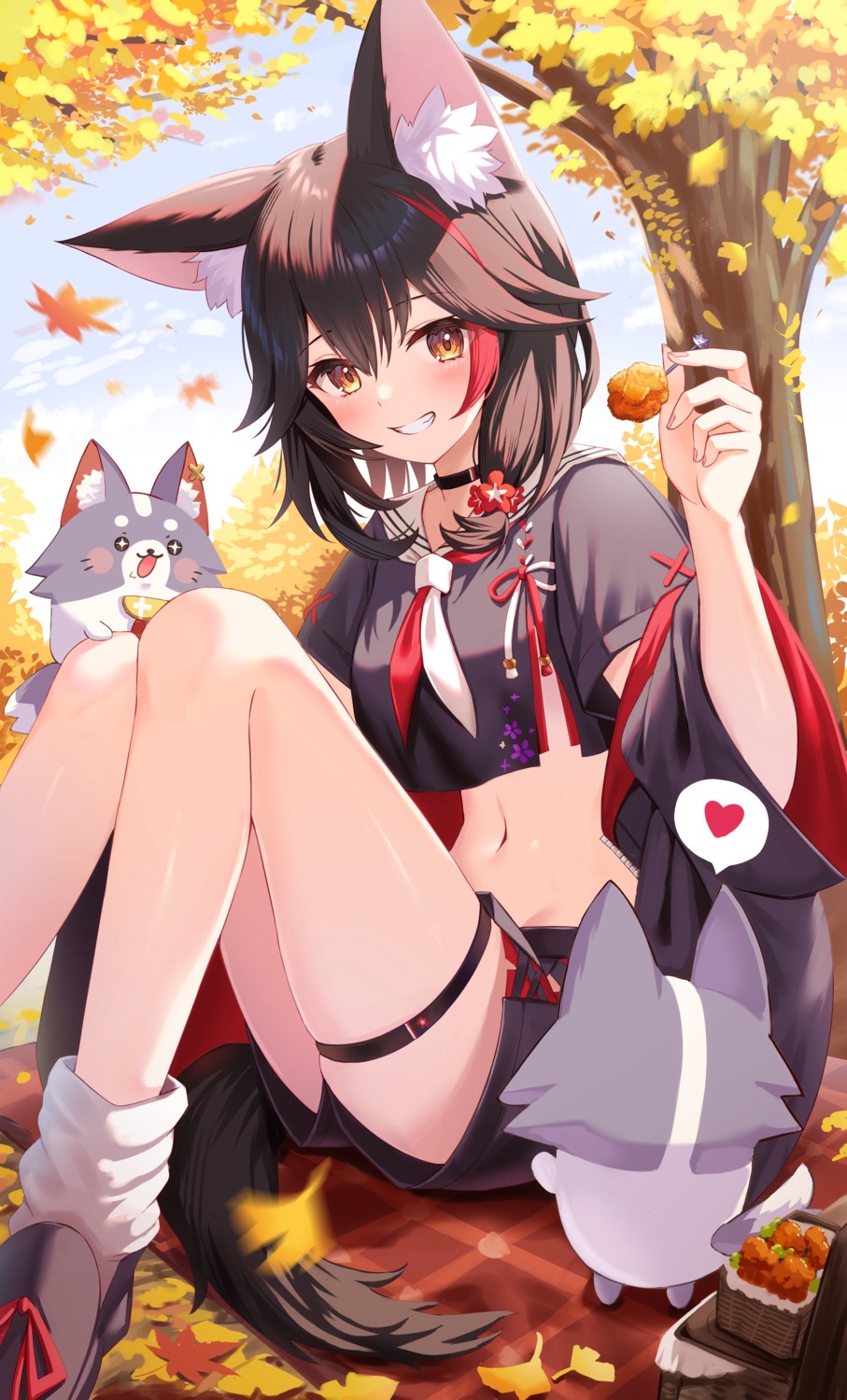 animal_ears, garter, hololive, hololive_gamers, ookami_mio, seifuku, tail, togemaru