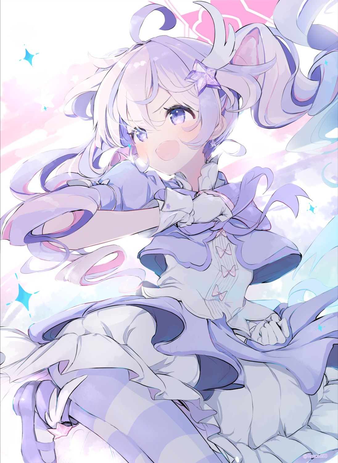 blue_archive, halo, kashiwamochi_roko, pantyhose, skirt_lift, uniform, uzawa_reisa