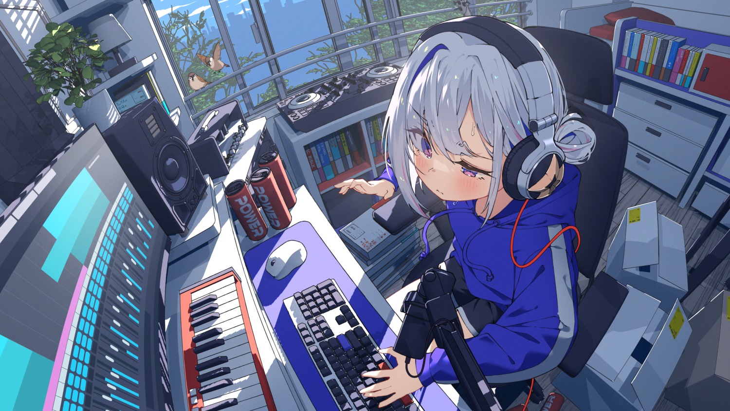 amane_kanata, headphones, hoji_(hooooooooji1029), hololive, wallpaper